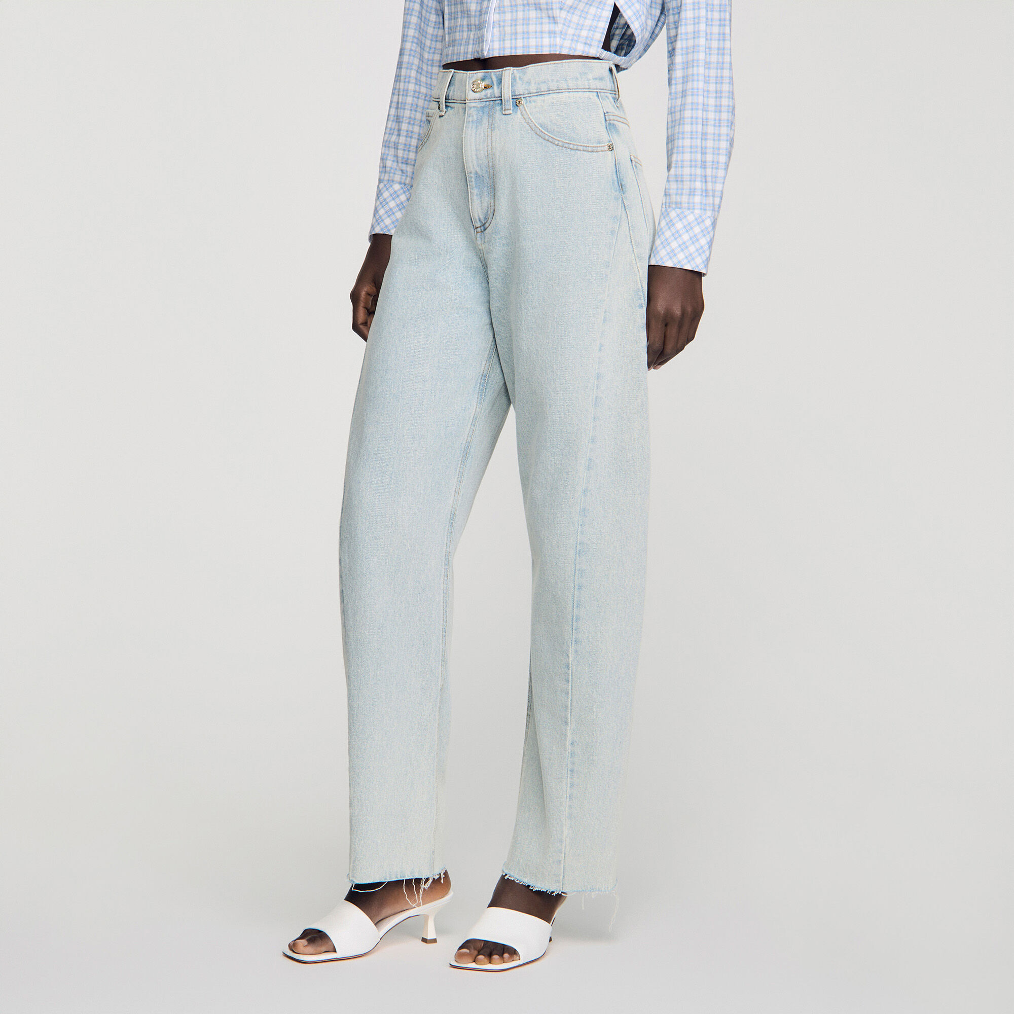 Faded barrel cotton jeans