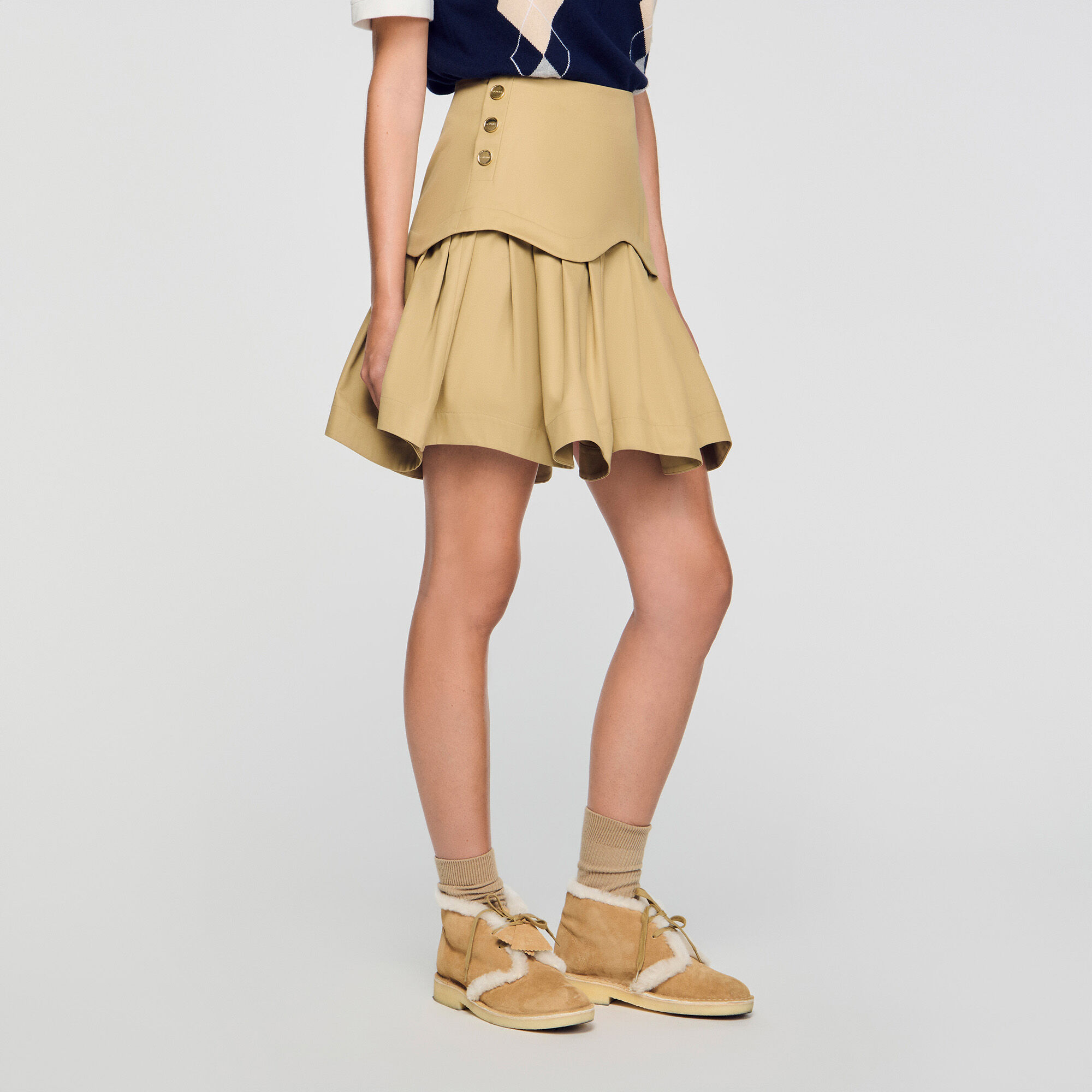 Flared pleated skirt