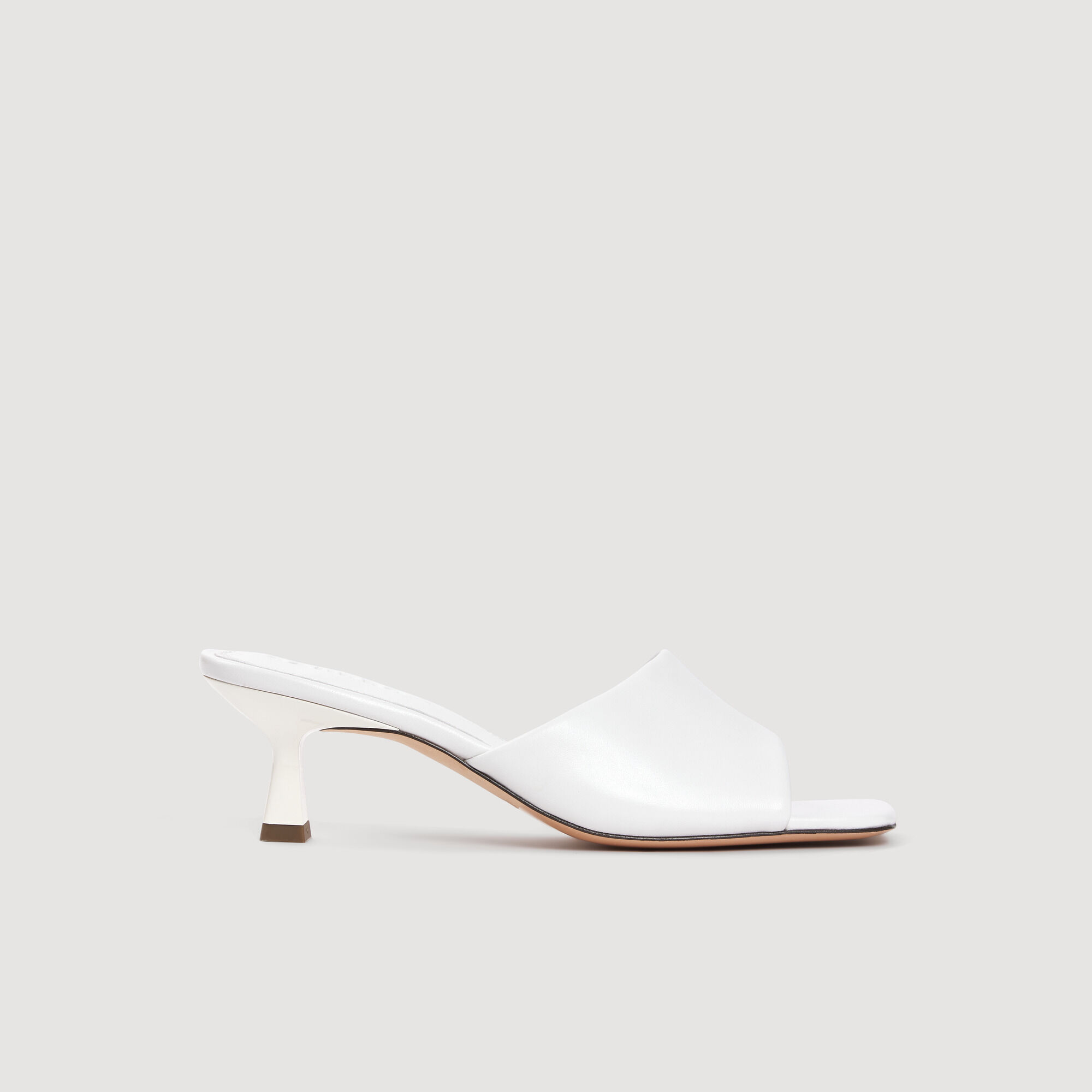 Smooth leather heeled mules