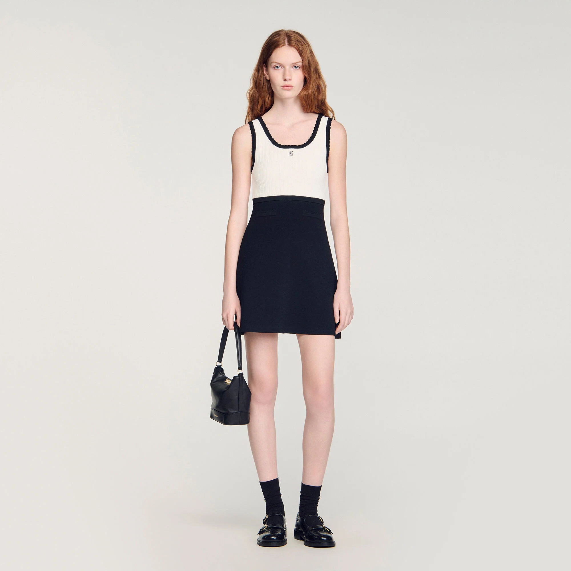 Two-tone knit mini dress