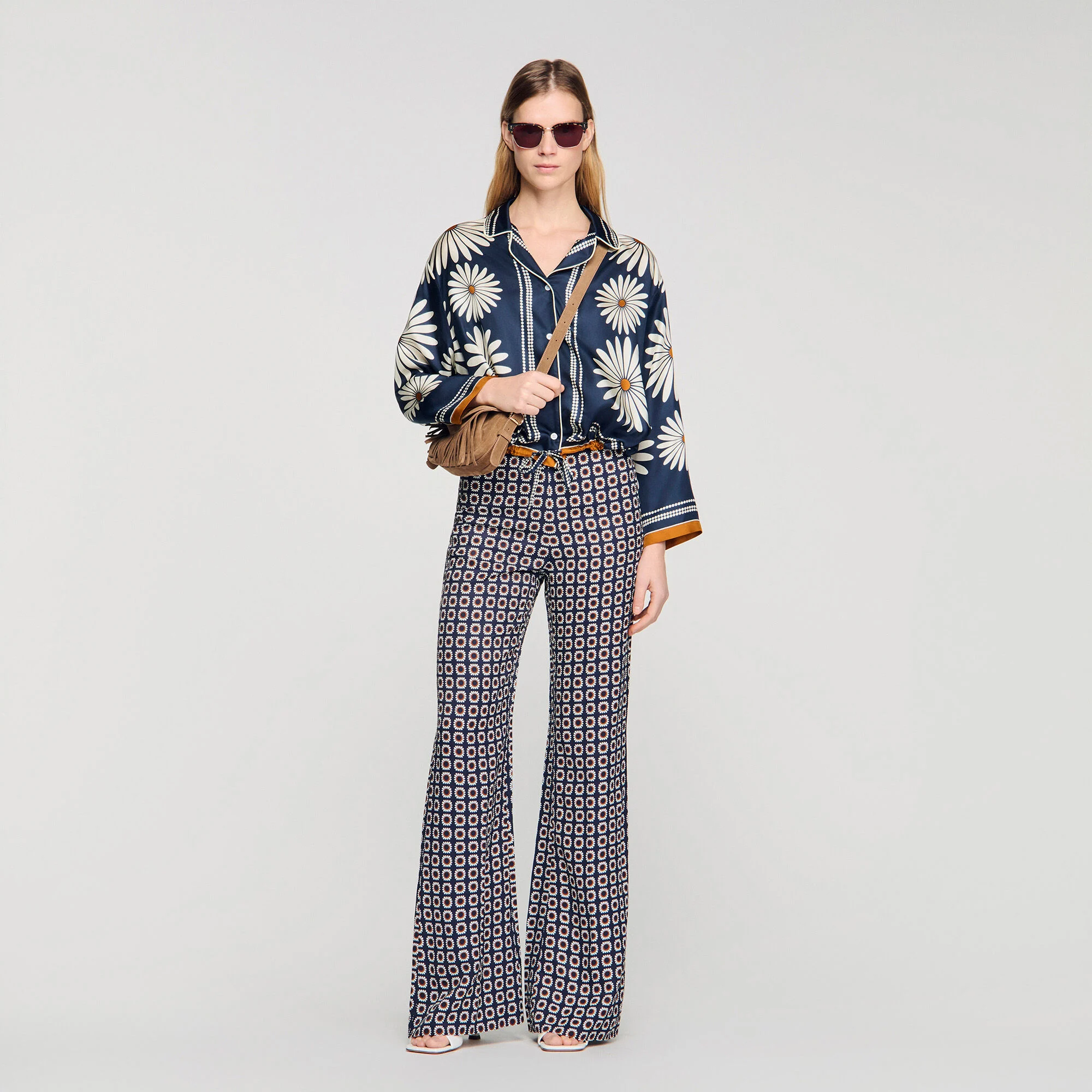 Floral print silk shirt