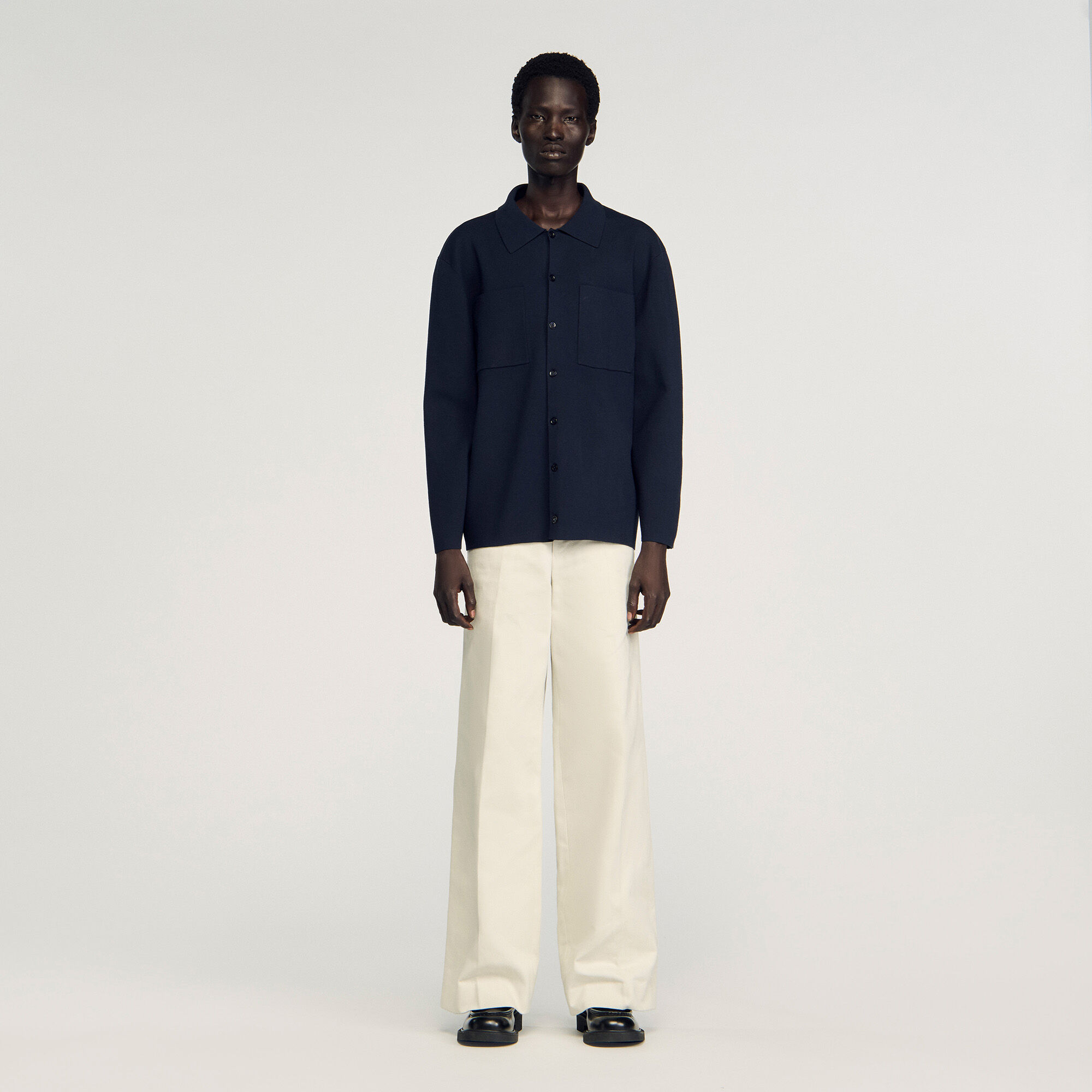 Knitted shirt jacket