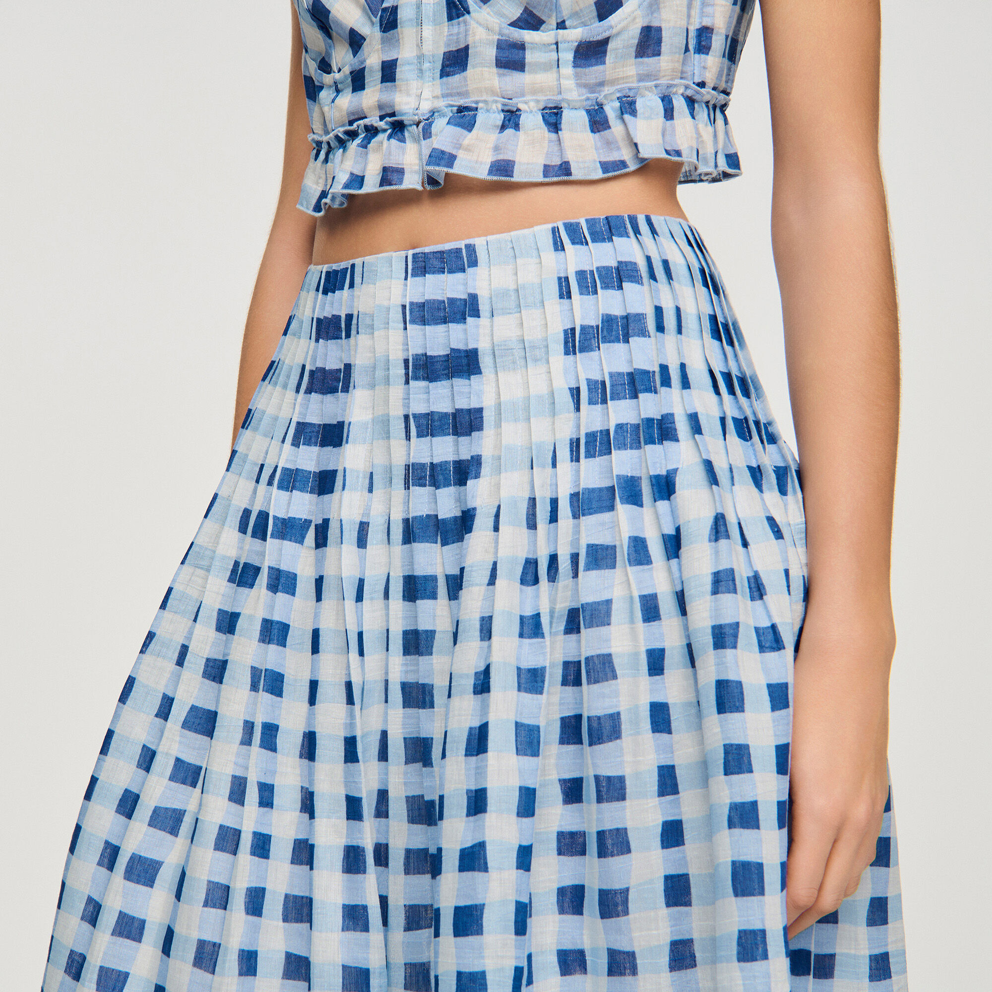 Maxi gingham linen skirt