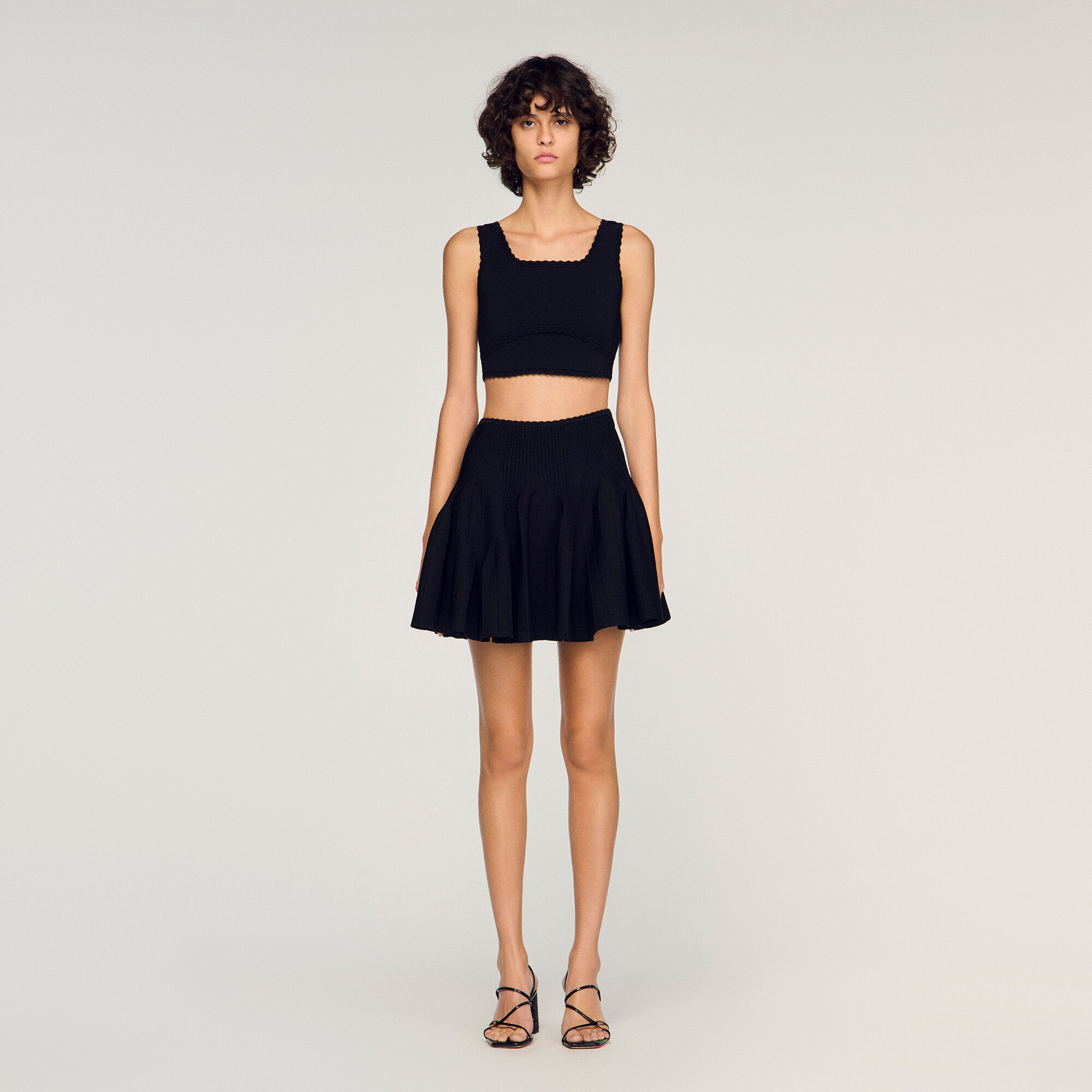Mini knit godet skirt
