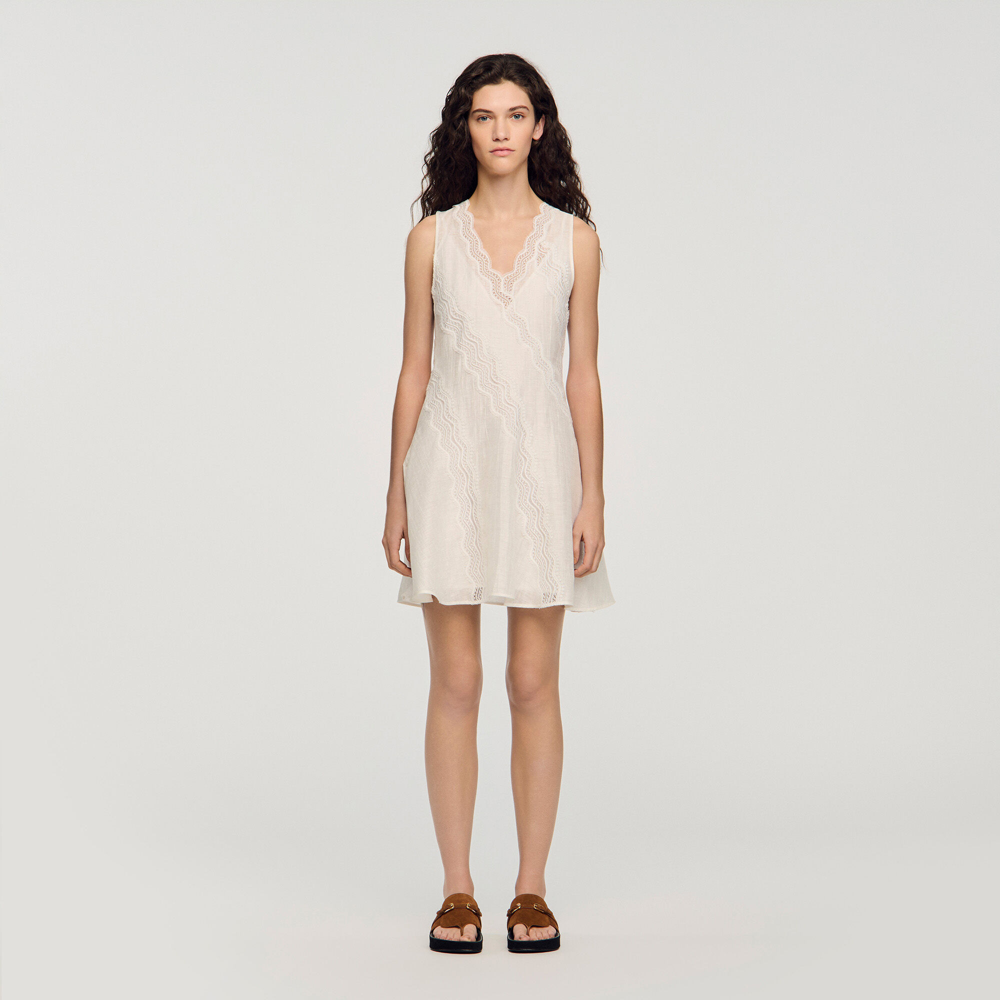 Mini trimmed linen dress