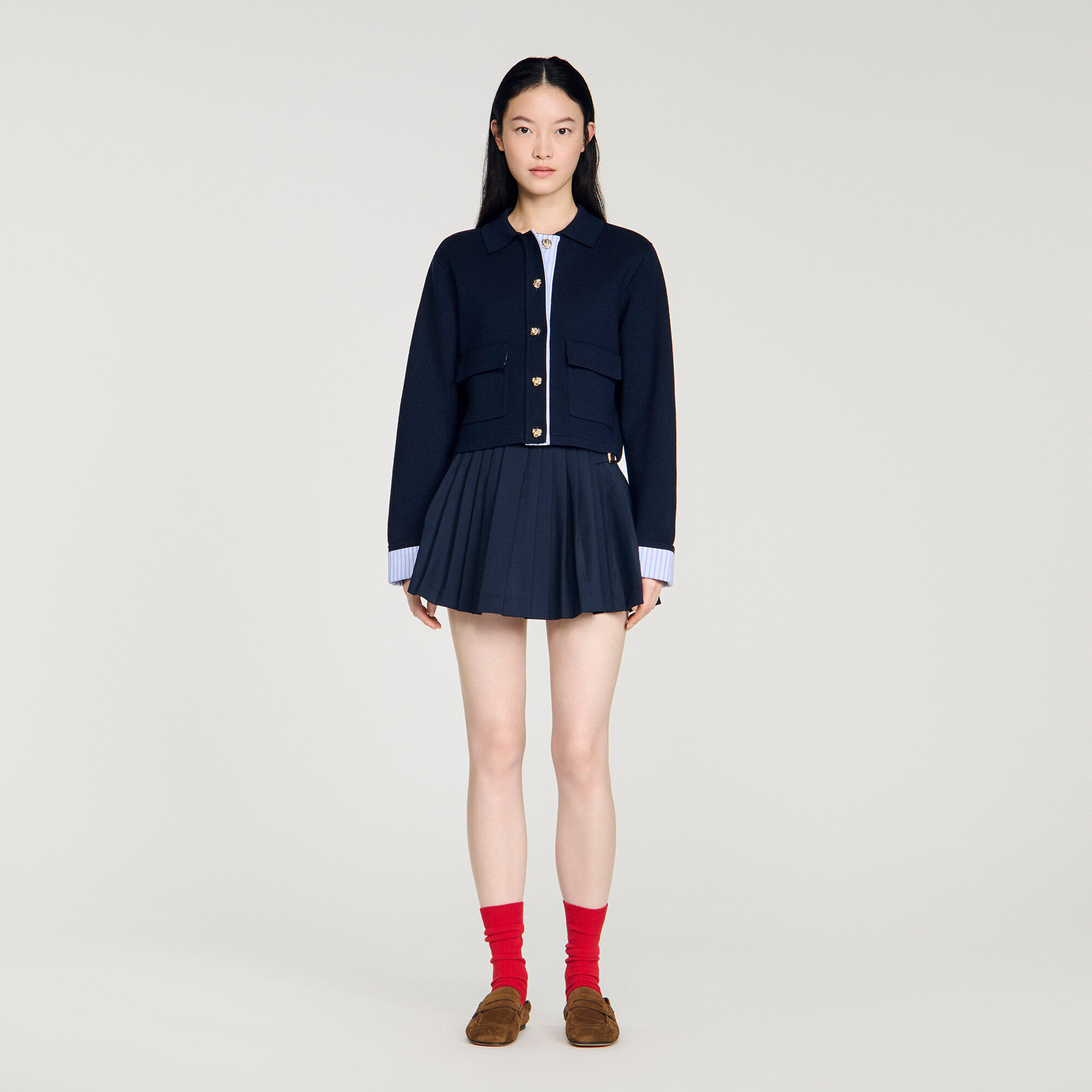 Wool polo cardigan