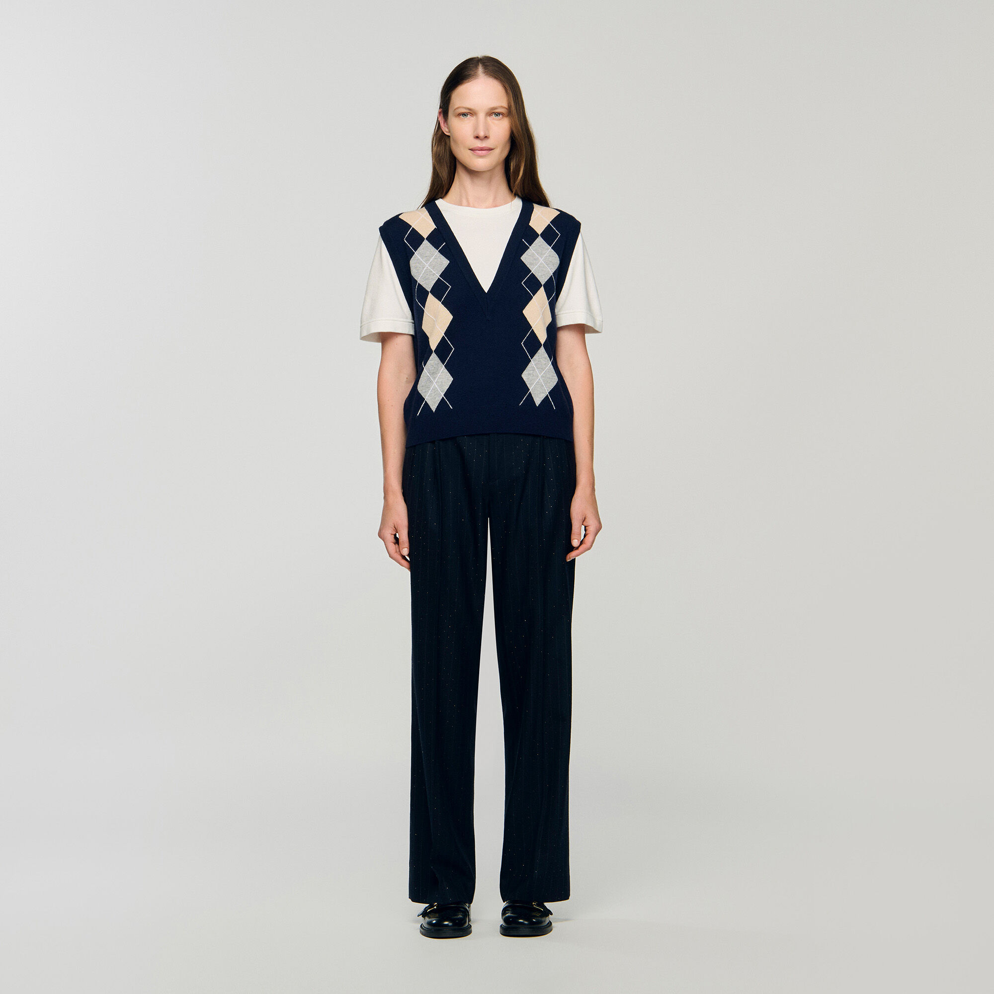 Argyle layered effect sweater