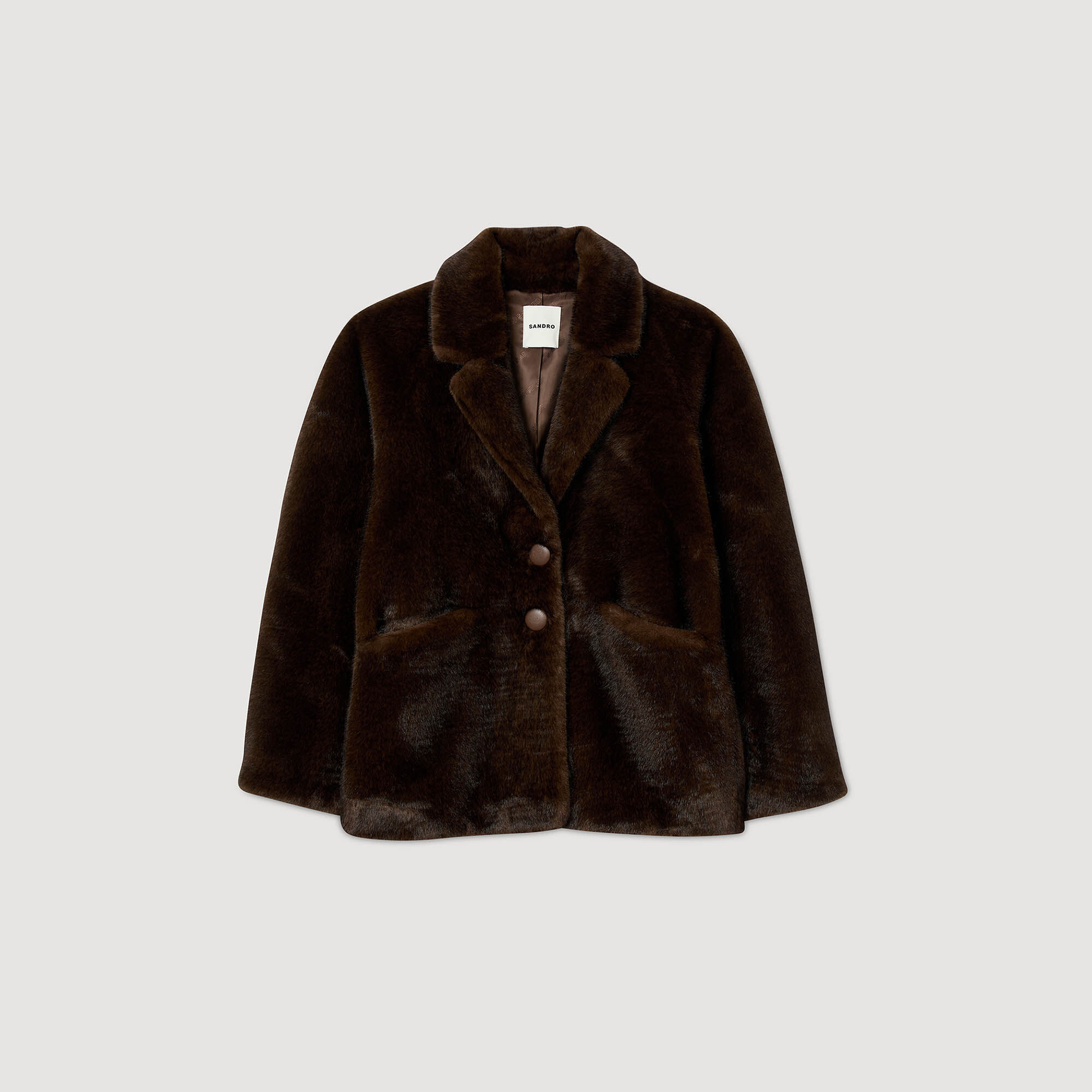 Jacket-style faux fur coat