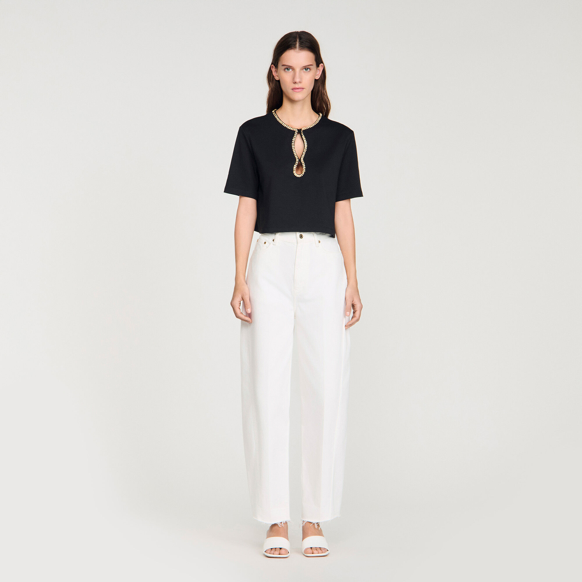 Rhinestone cropped T-shirt