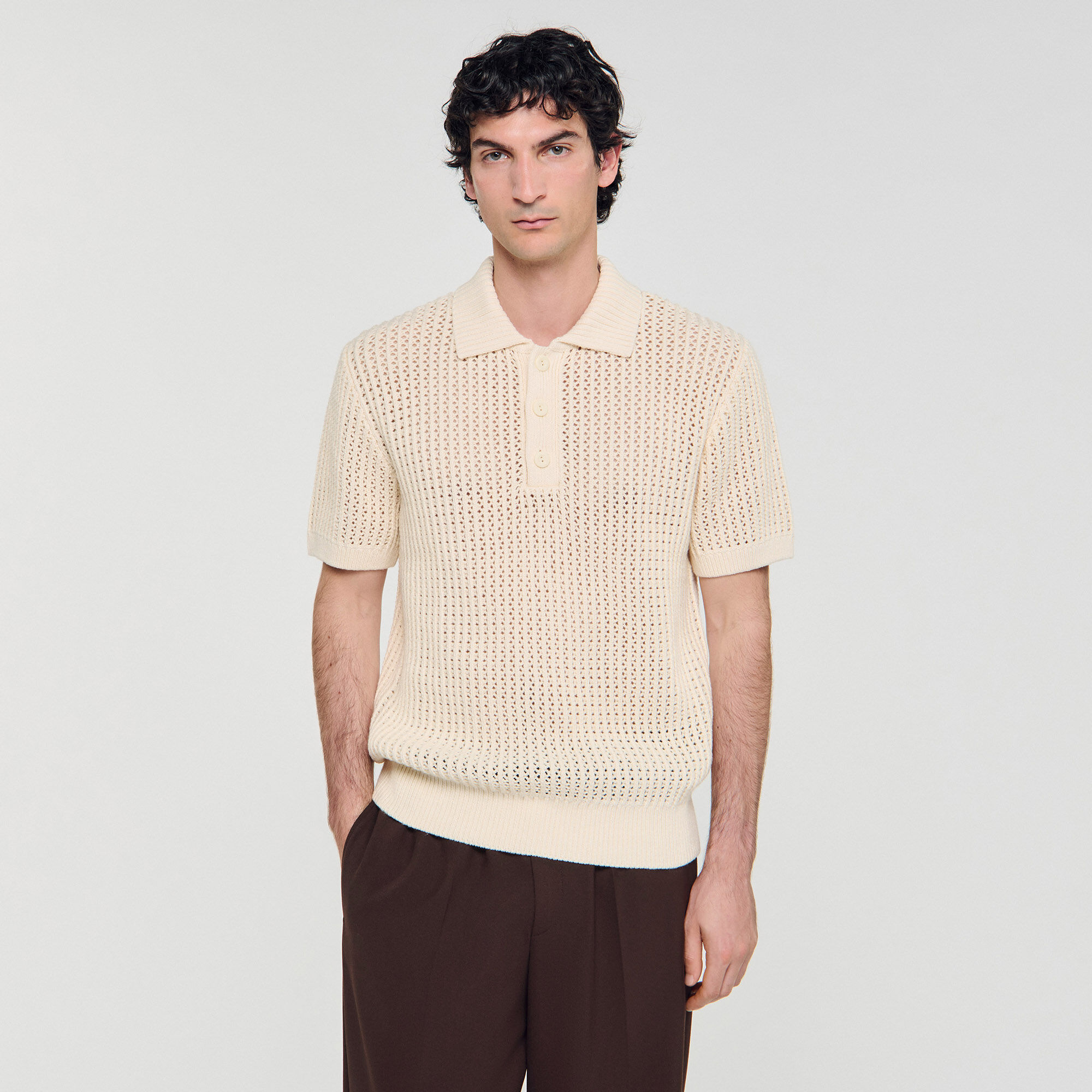Cotton shirt with polo collar