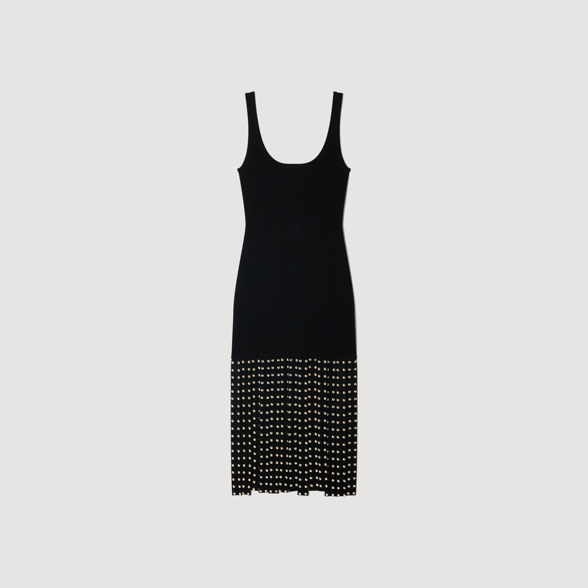 Fringed knit midi dress