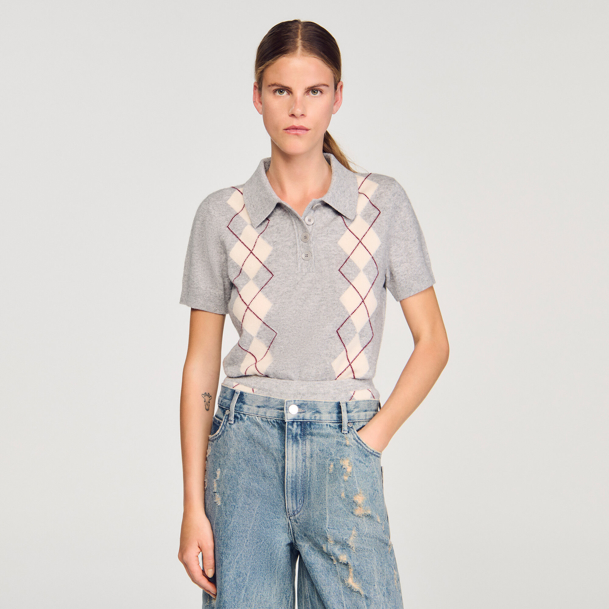 Argyle polo sweater