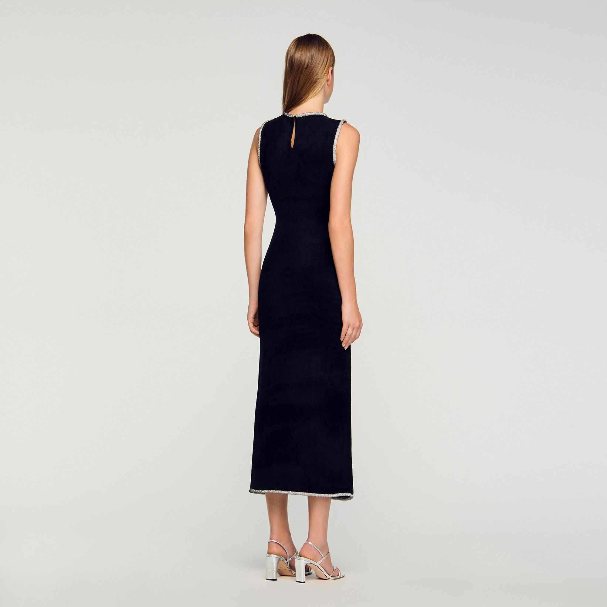 Rhinestone slit maxi dress