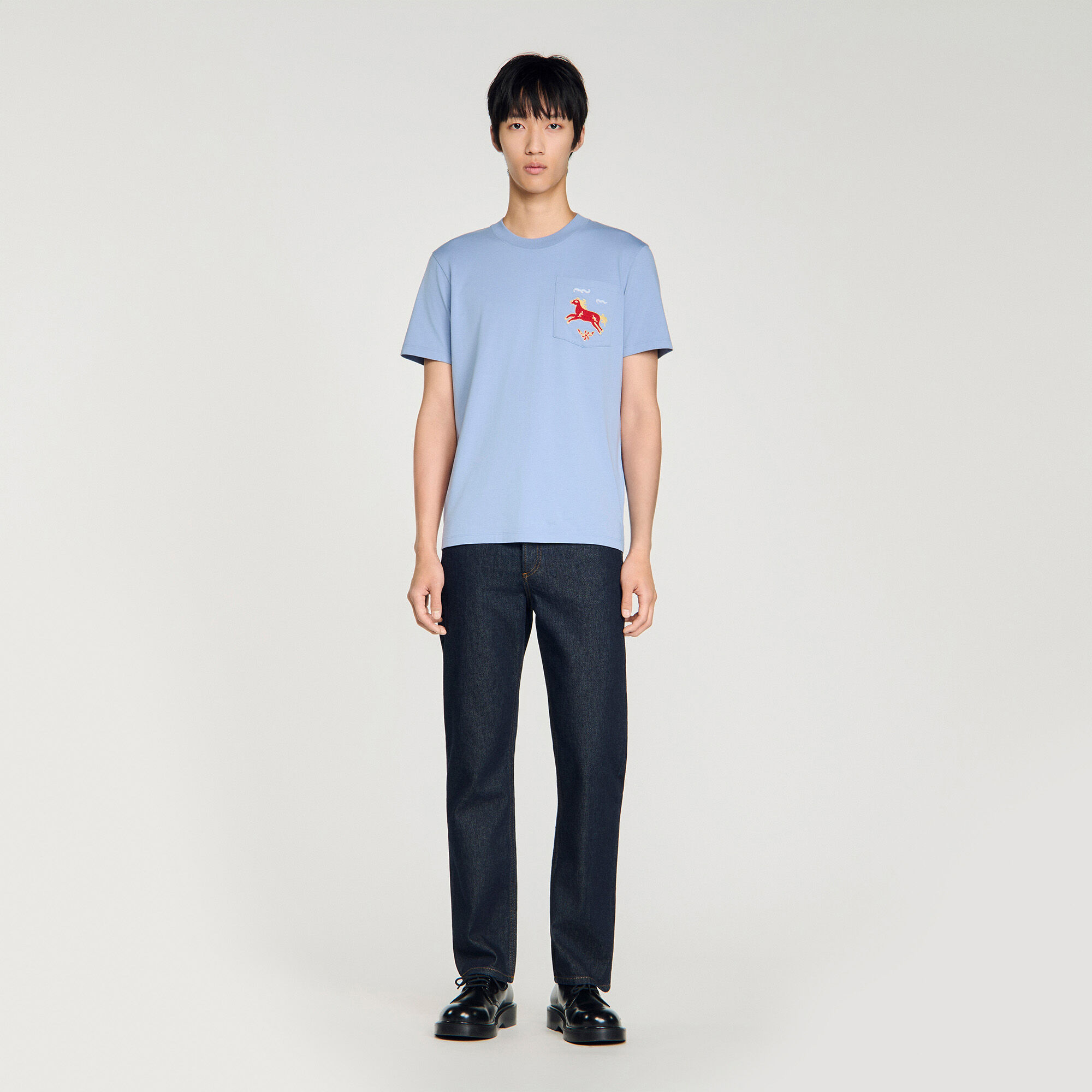 Embroidered horse cotton T-shirt