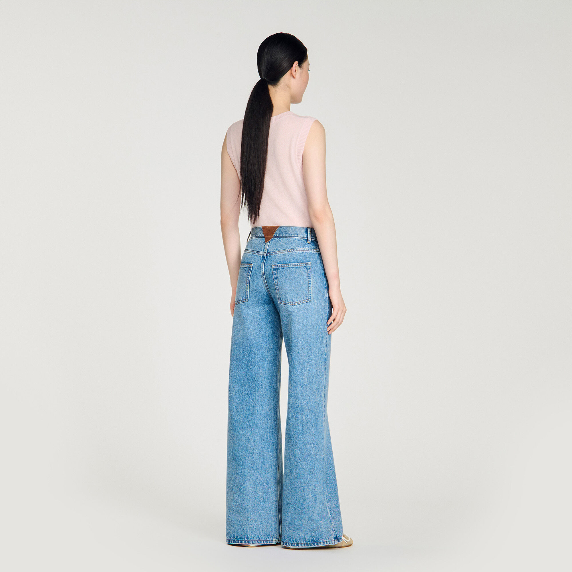 Faded wide straight-leg jeans