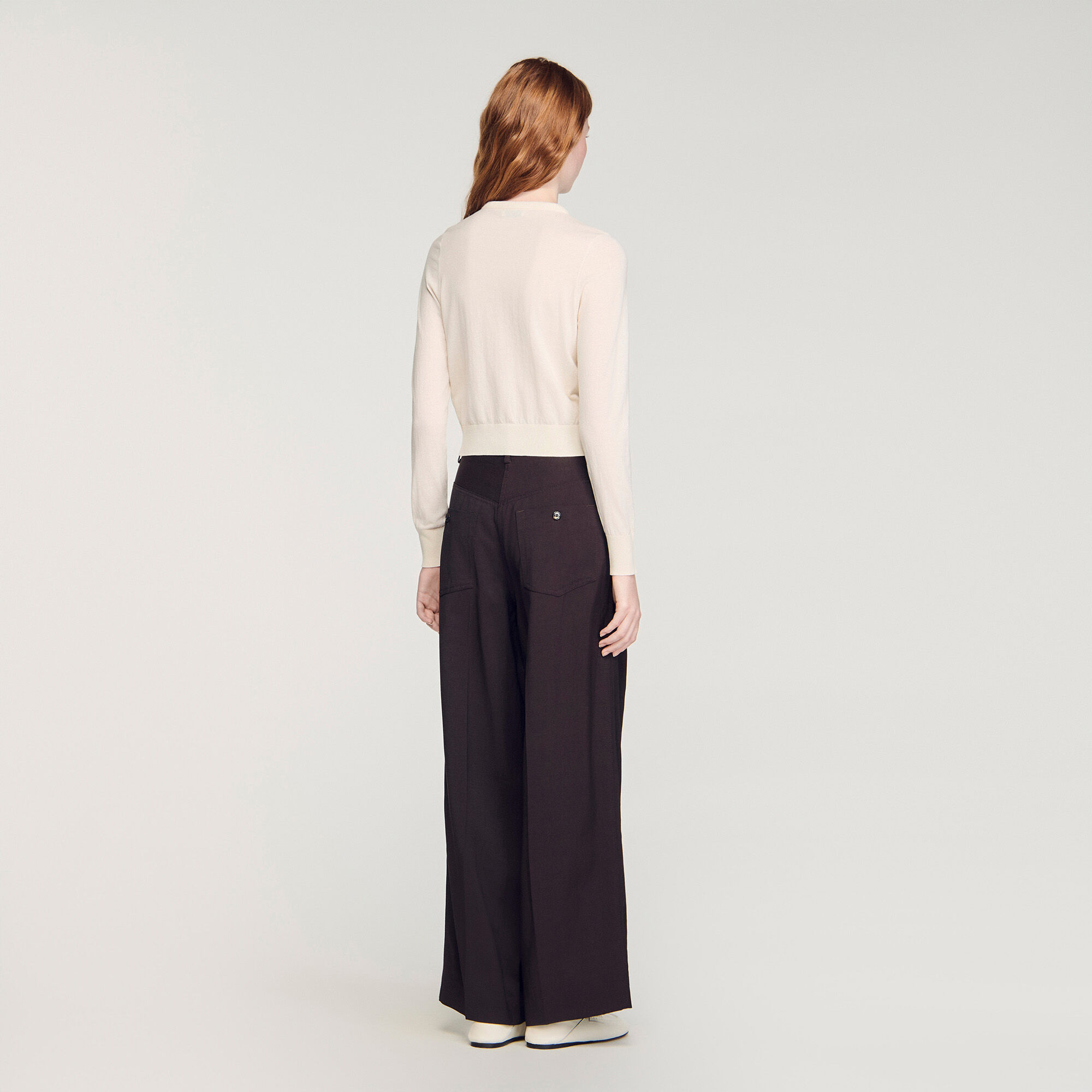 Padded round neck cropped cardigan