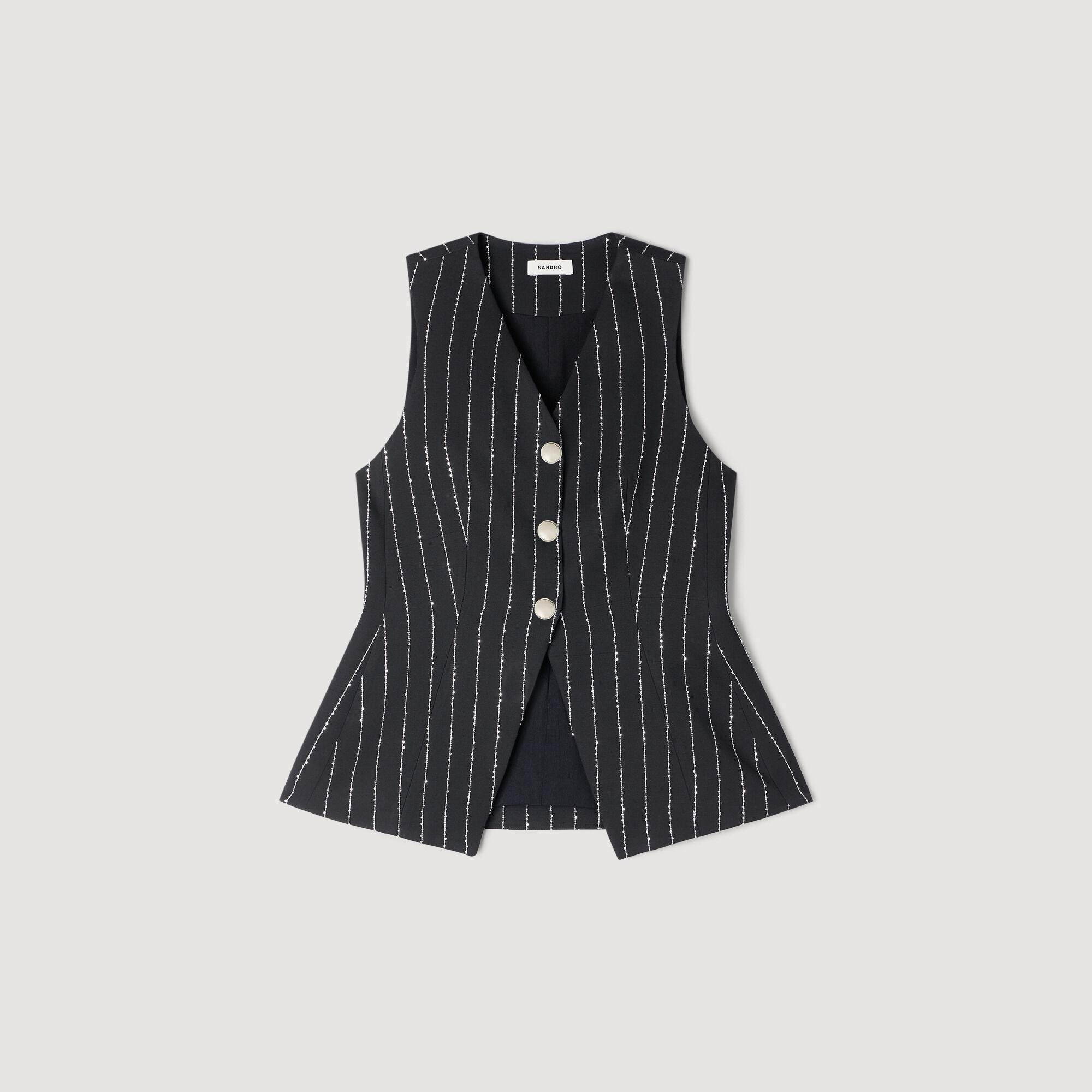 Sequinned striped vest
