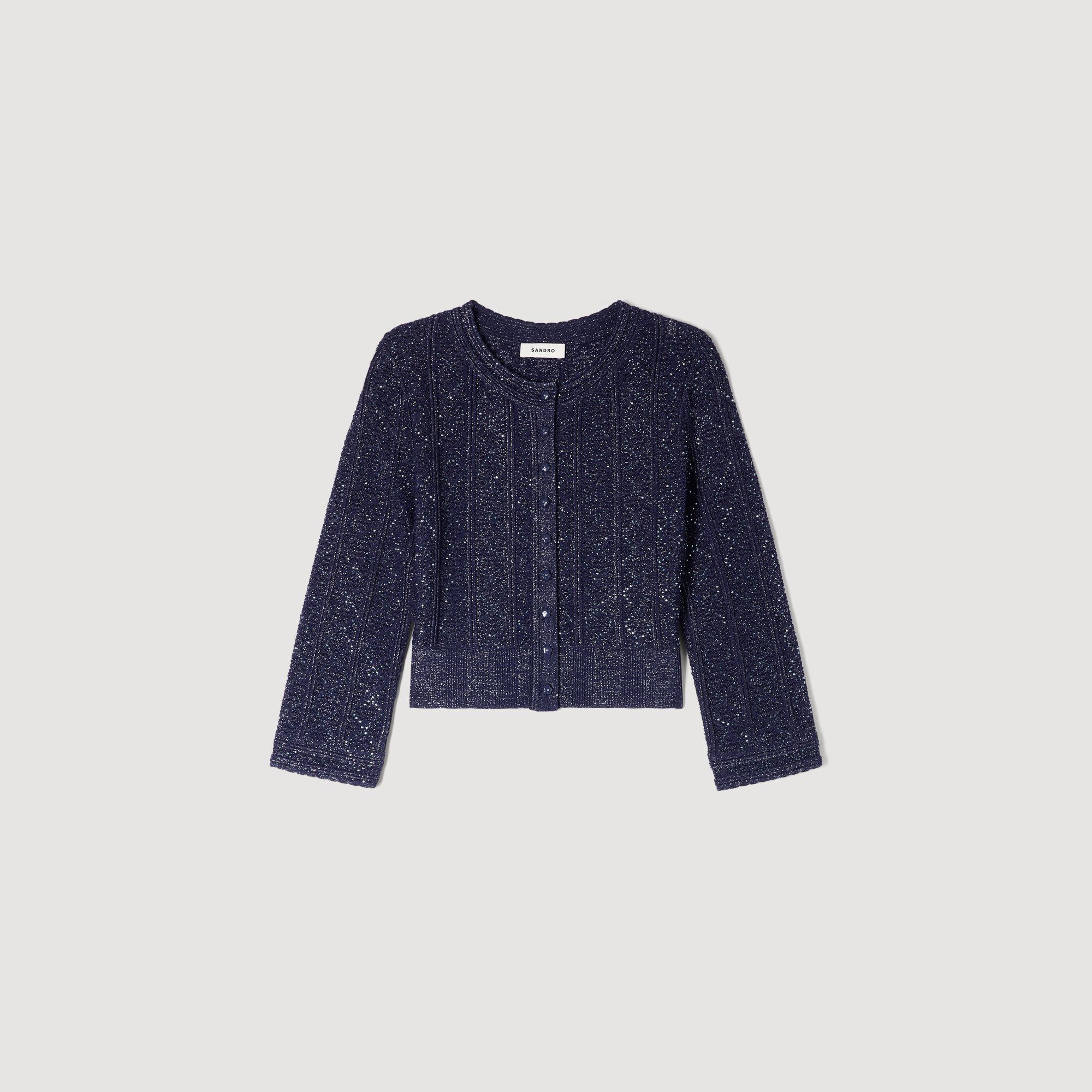 Rhinestone knit cropped cardigan