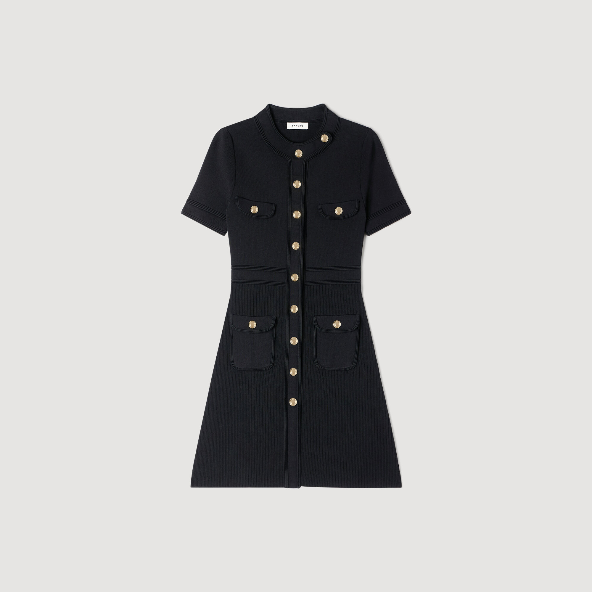 Button-up knit mini dress