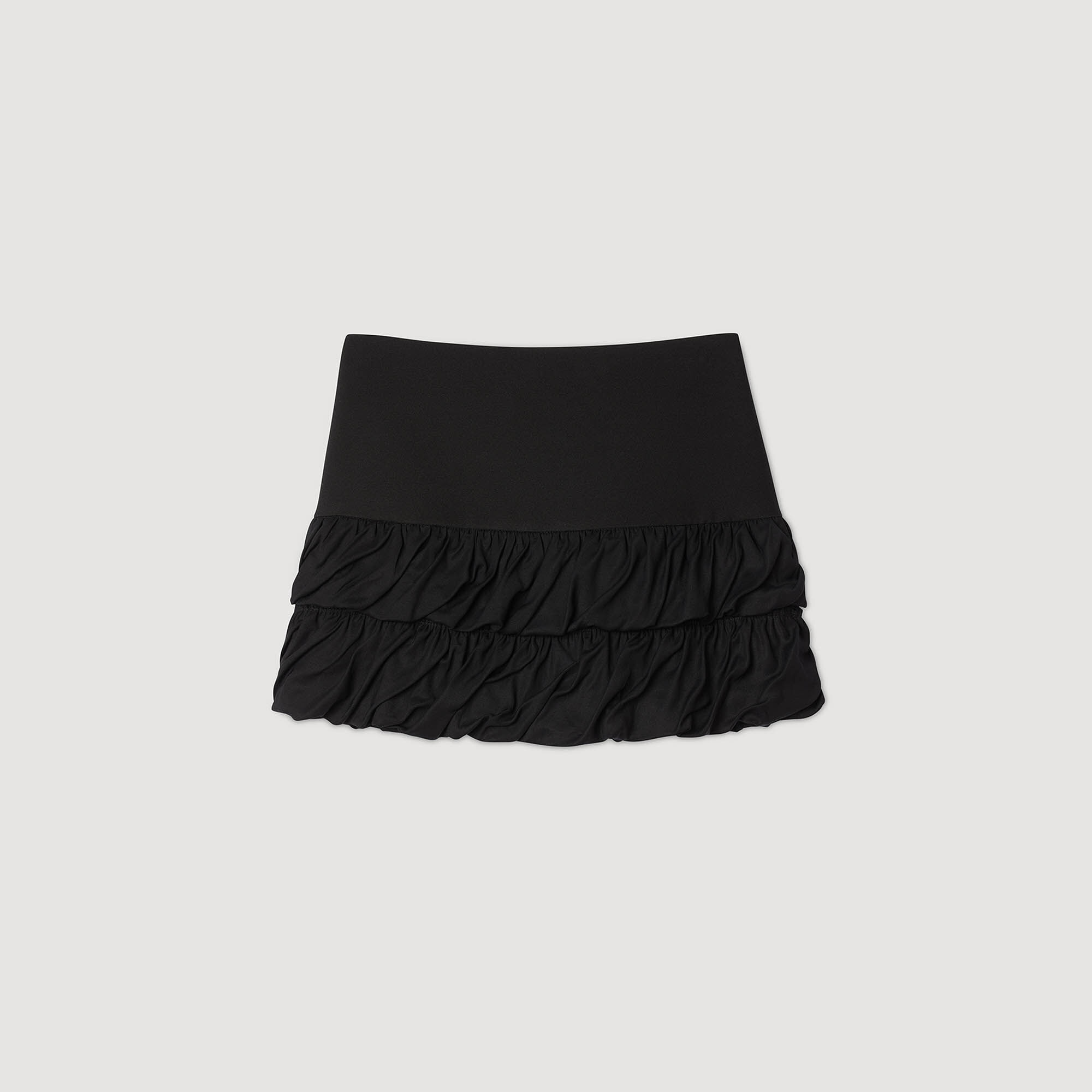 Mini ruched ruffle skirt