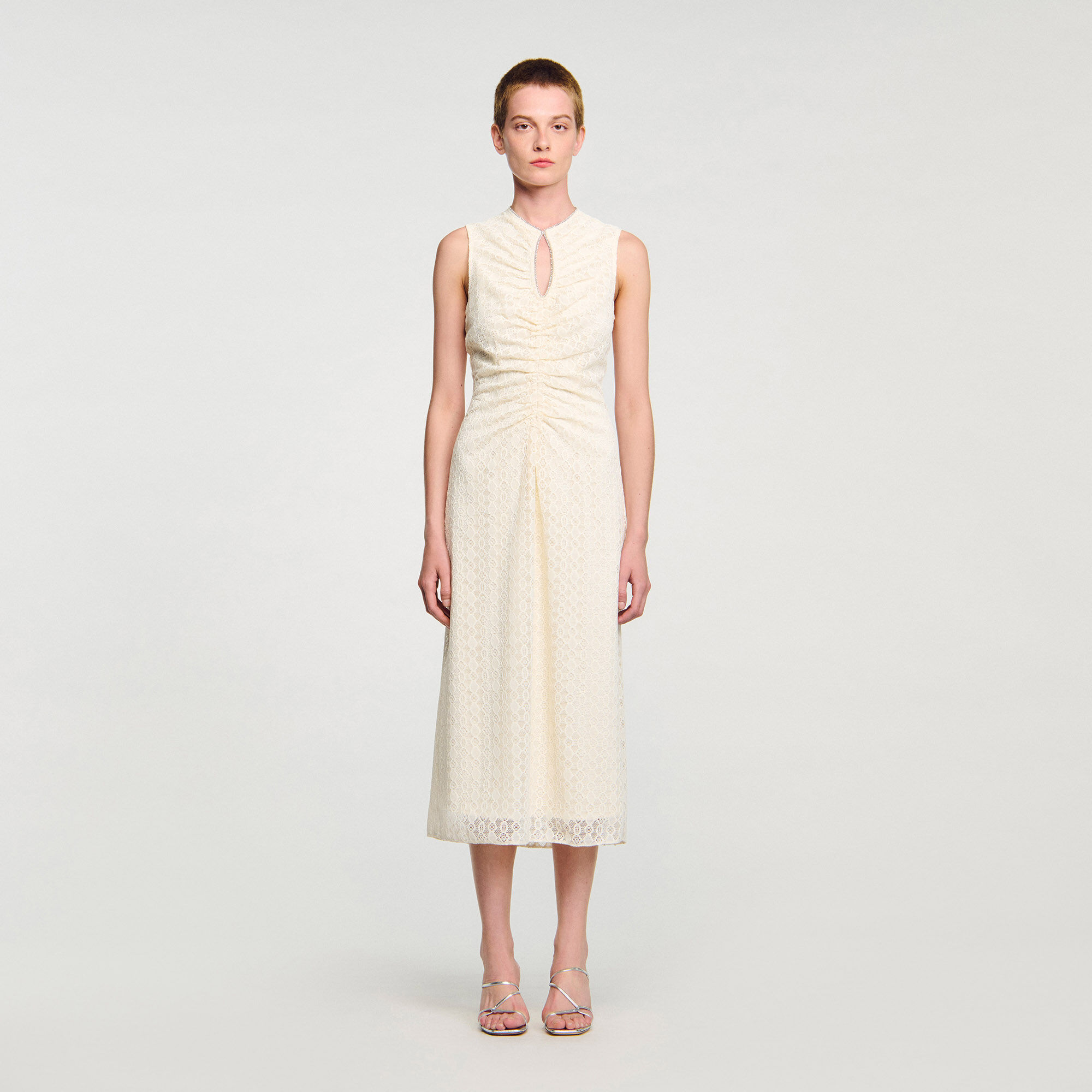 Lace keyhole maxi dress