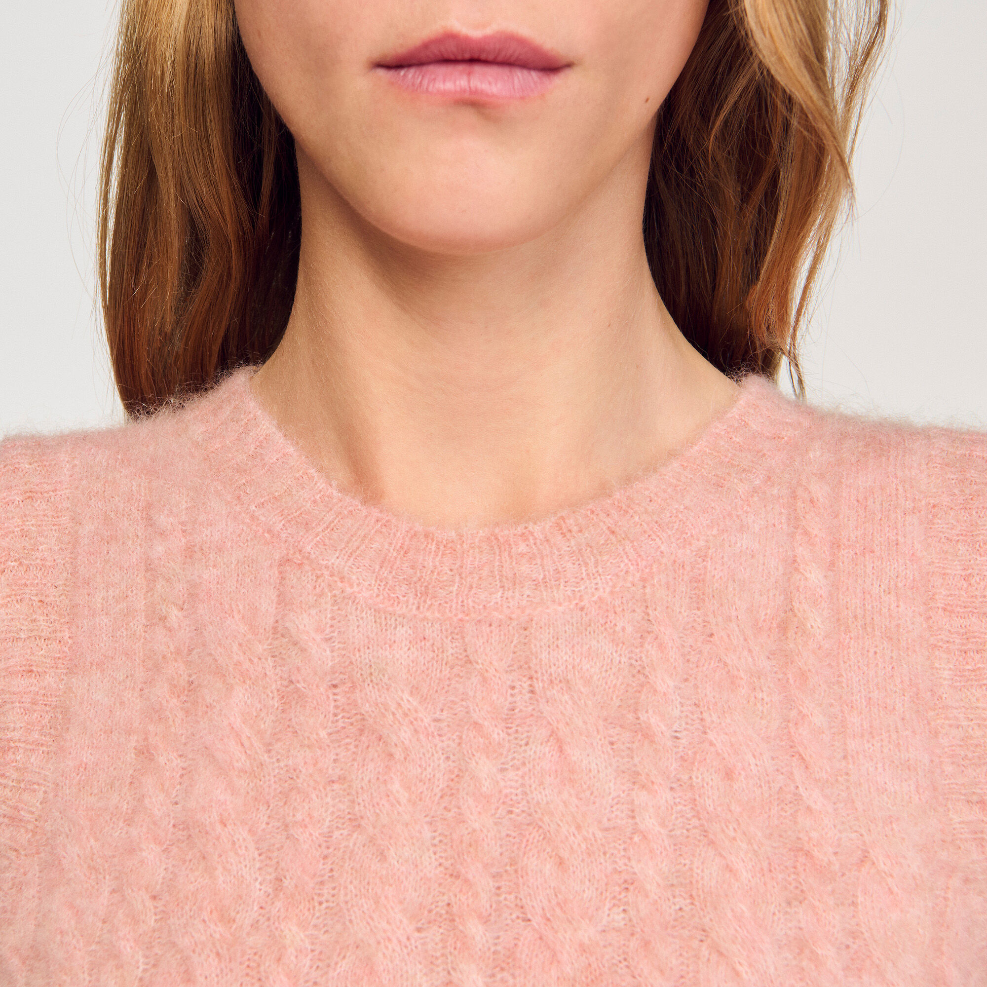 Sleeveless brushed cable knit sweater