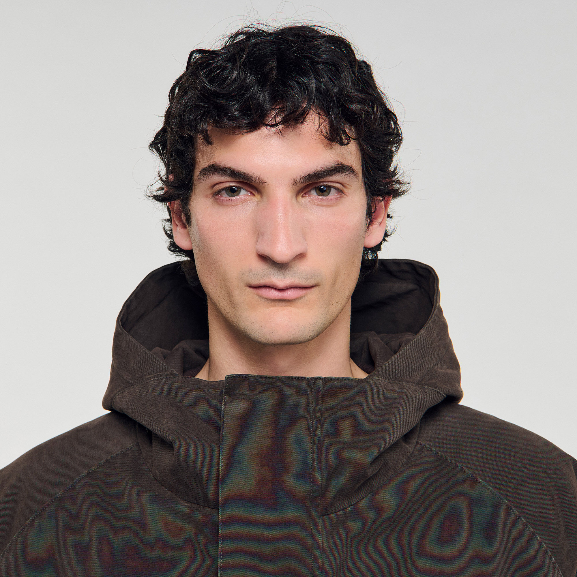 Oversized cotton and wool parka