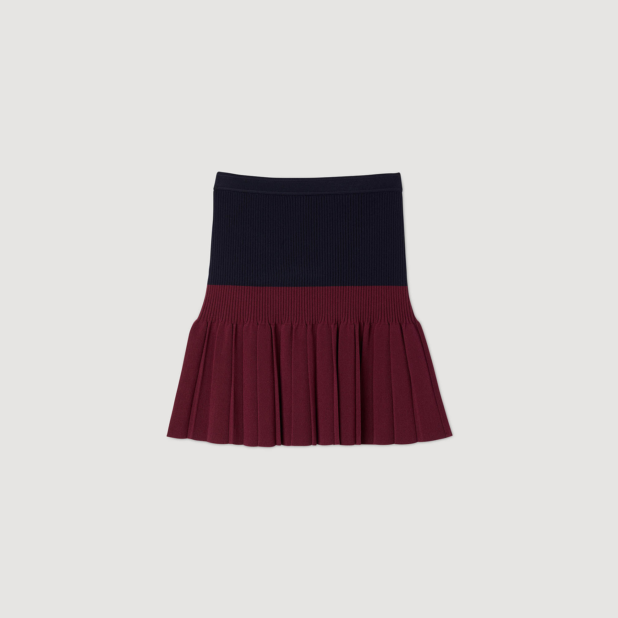 Mini two-tone pleated skirt