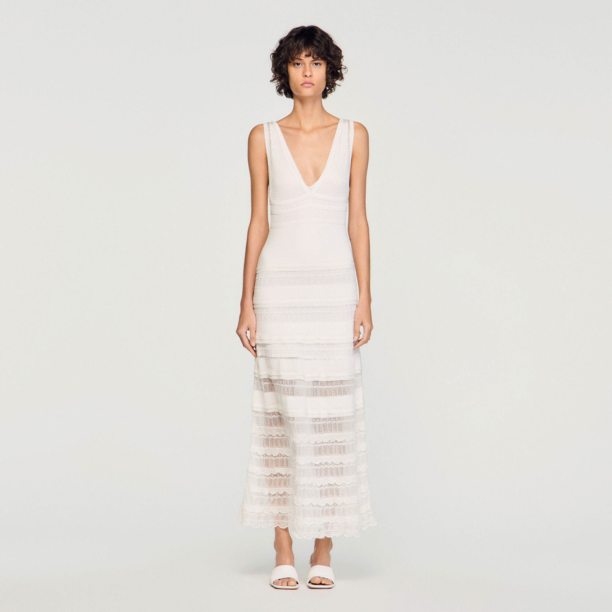 Pointelle knit maxi dress