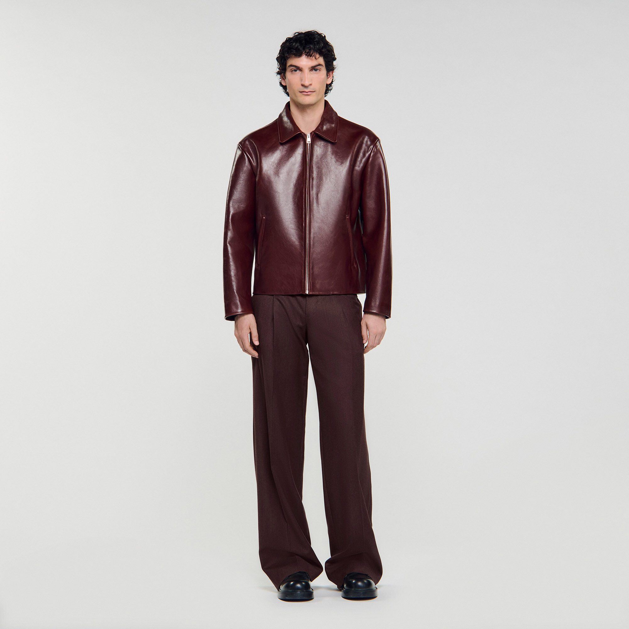 Classic zip-up leather jacket
