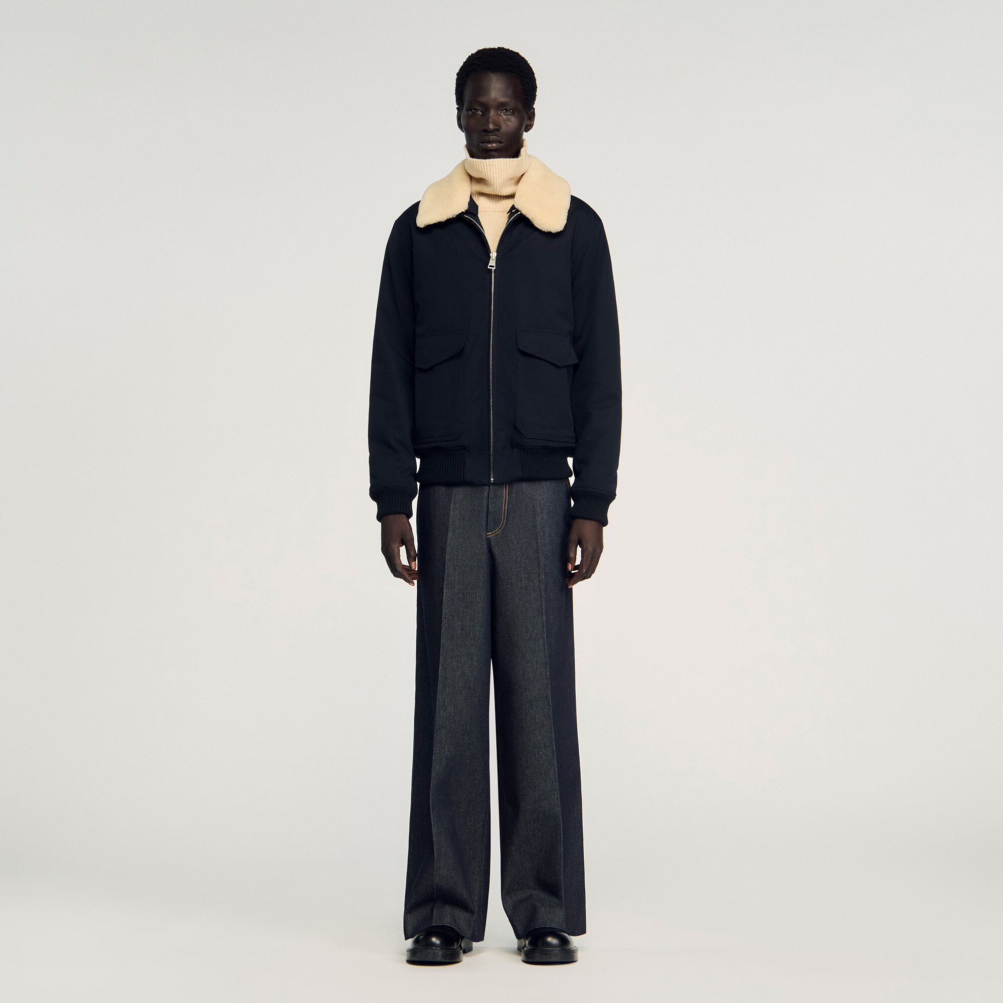 Removable collar aviator jacket