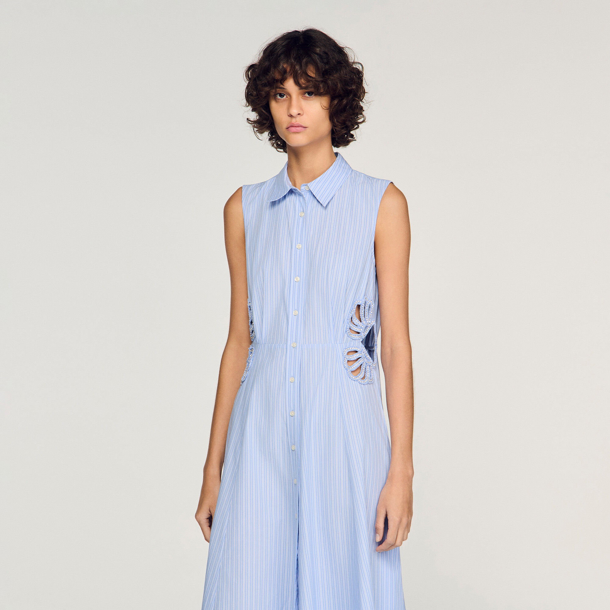 Striped cotton midi dress