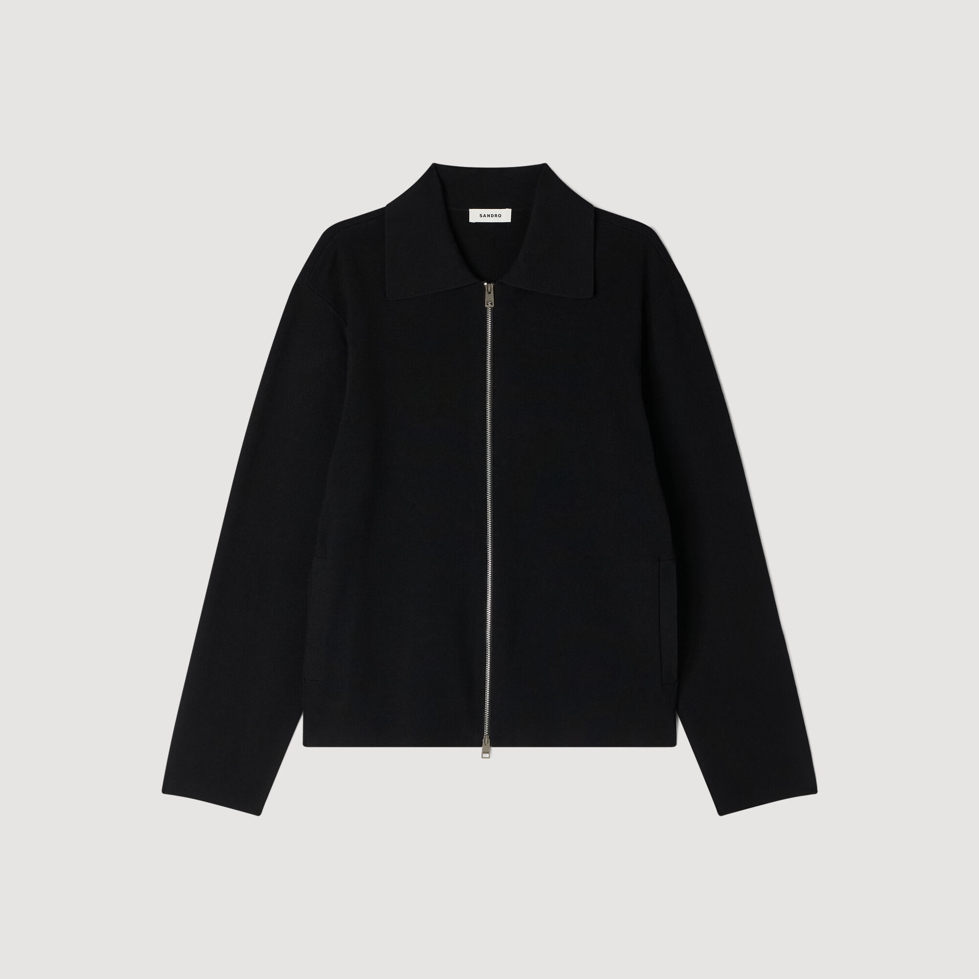 Zipped viscose knit cardigan