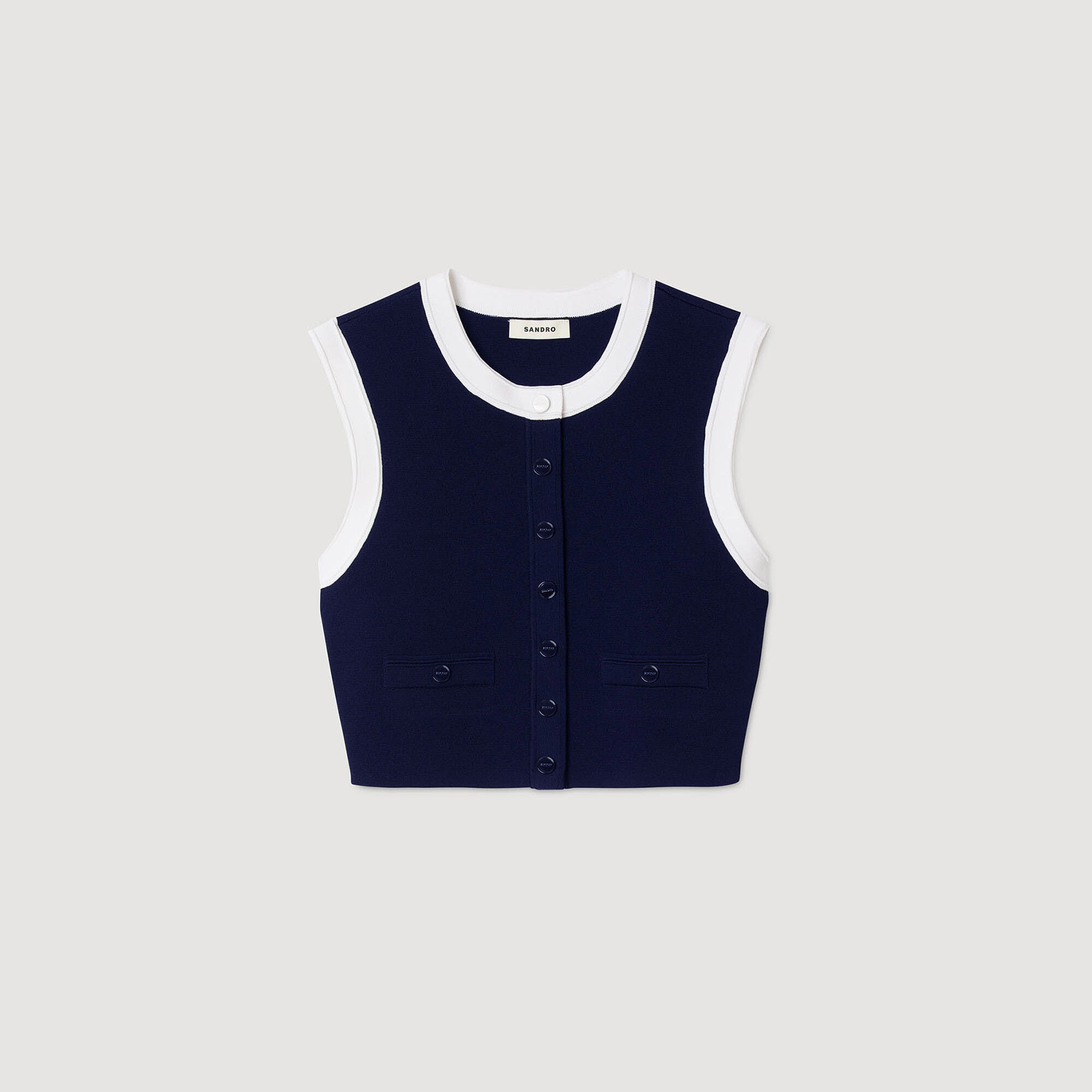 Two-tone cropped knit top