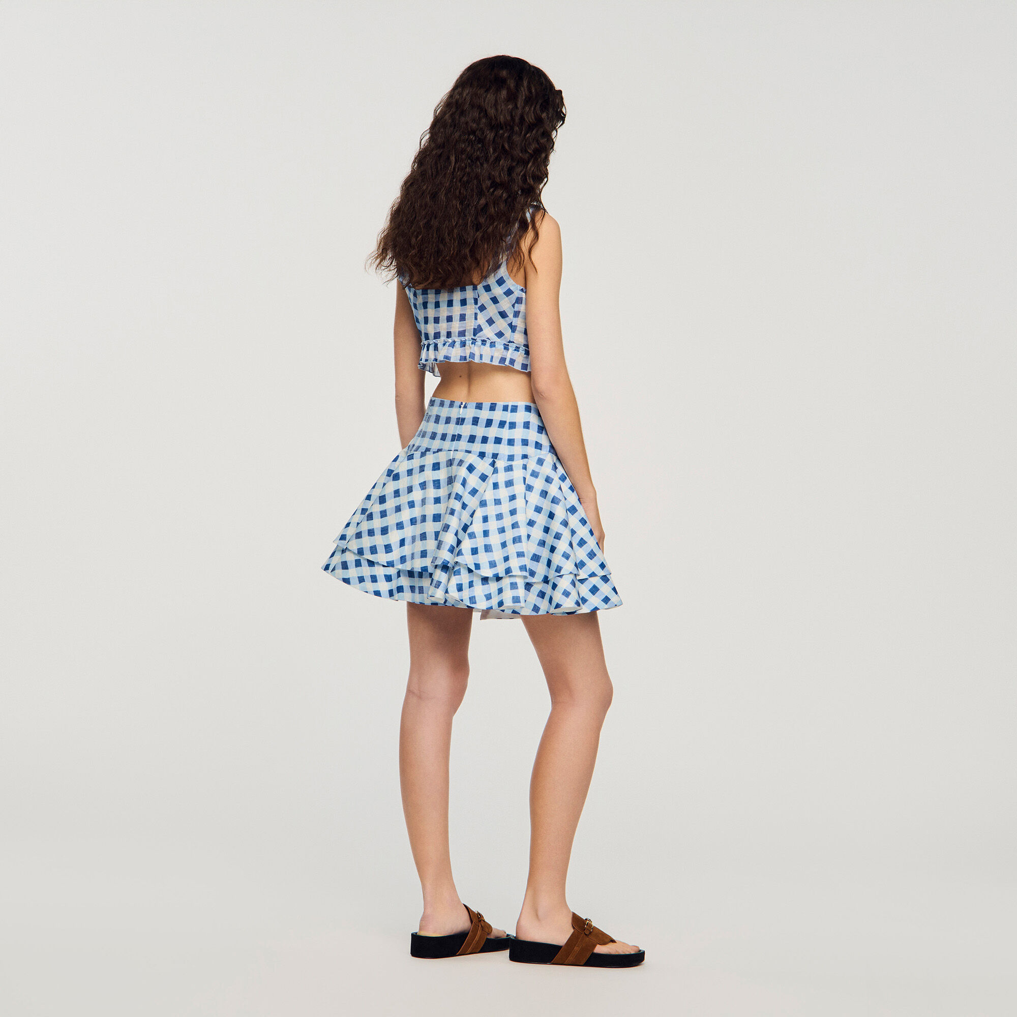 Mini gingham linen skirt