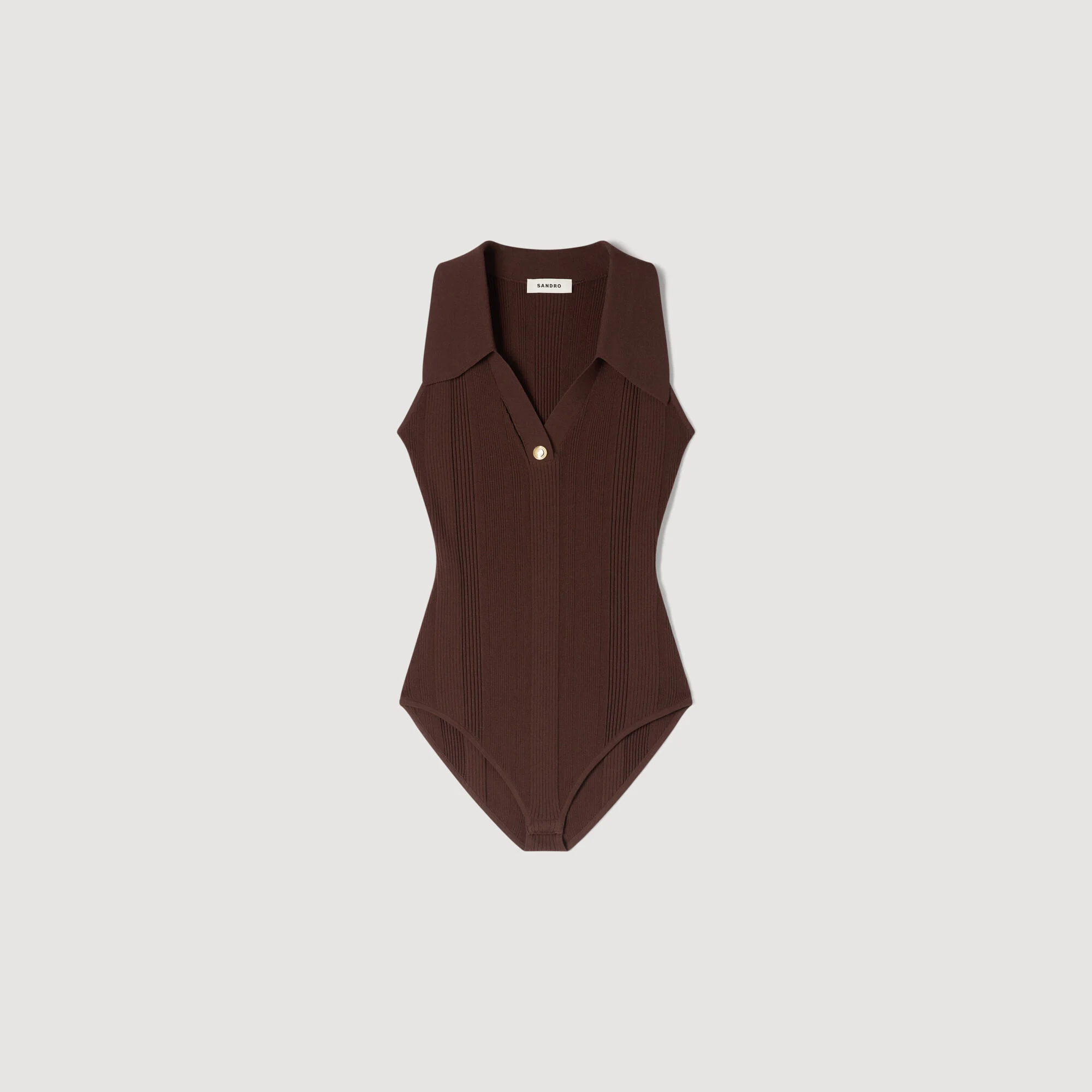 Ribbed knit polo bodysuit