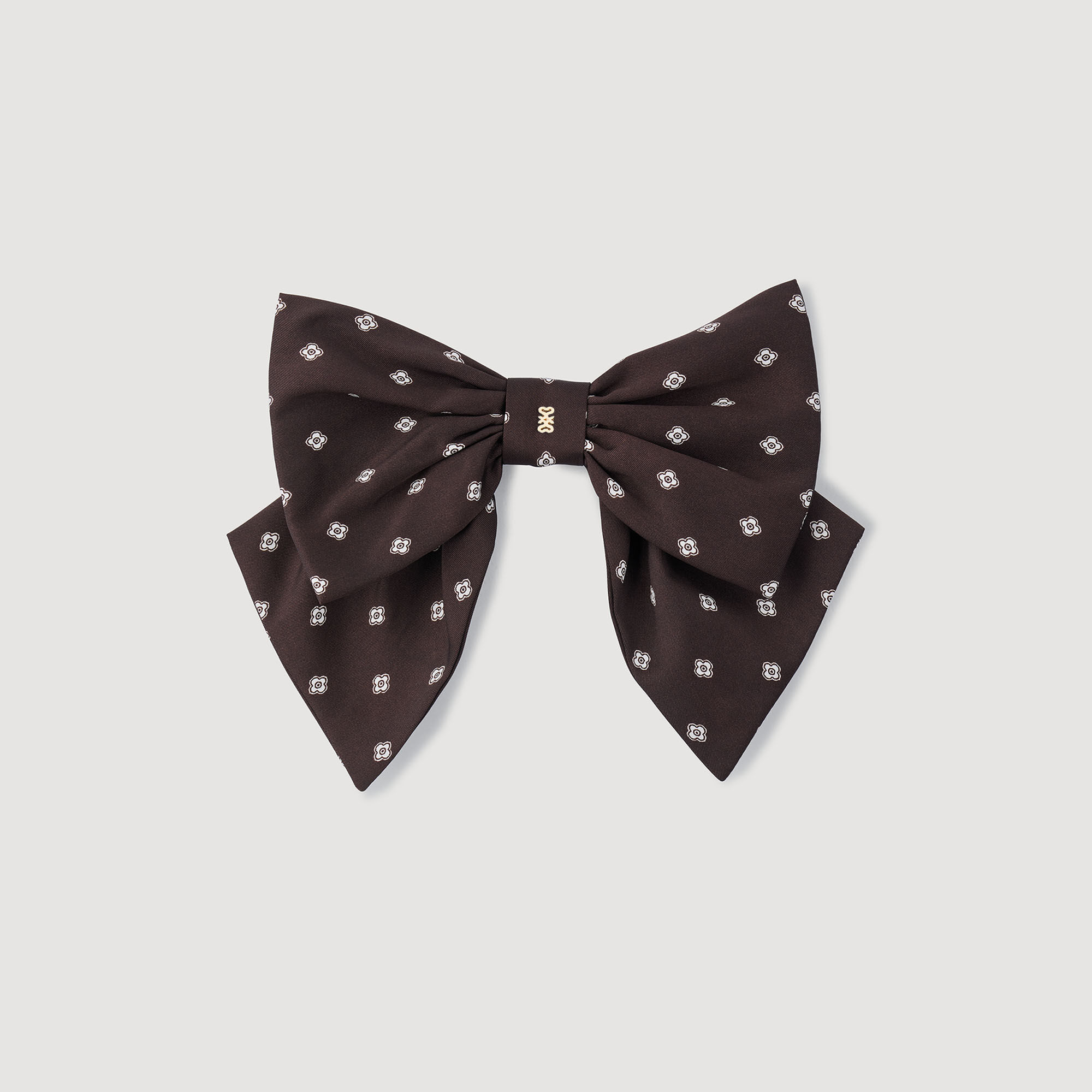 Printed satin bow barrette