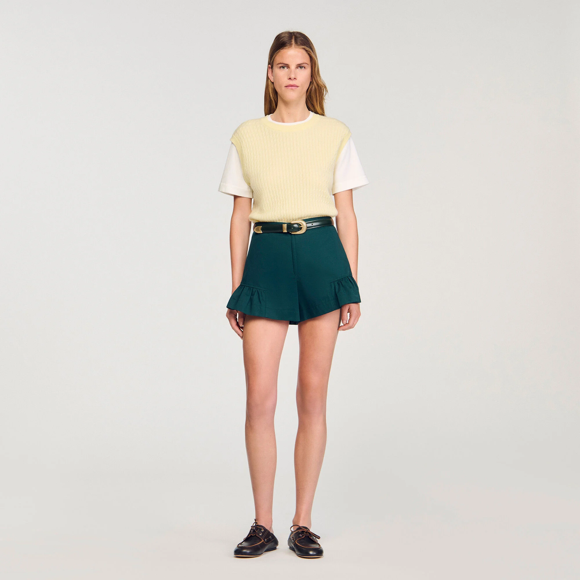 Dual-material knit sweater