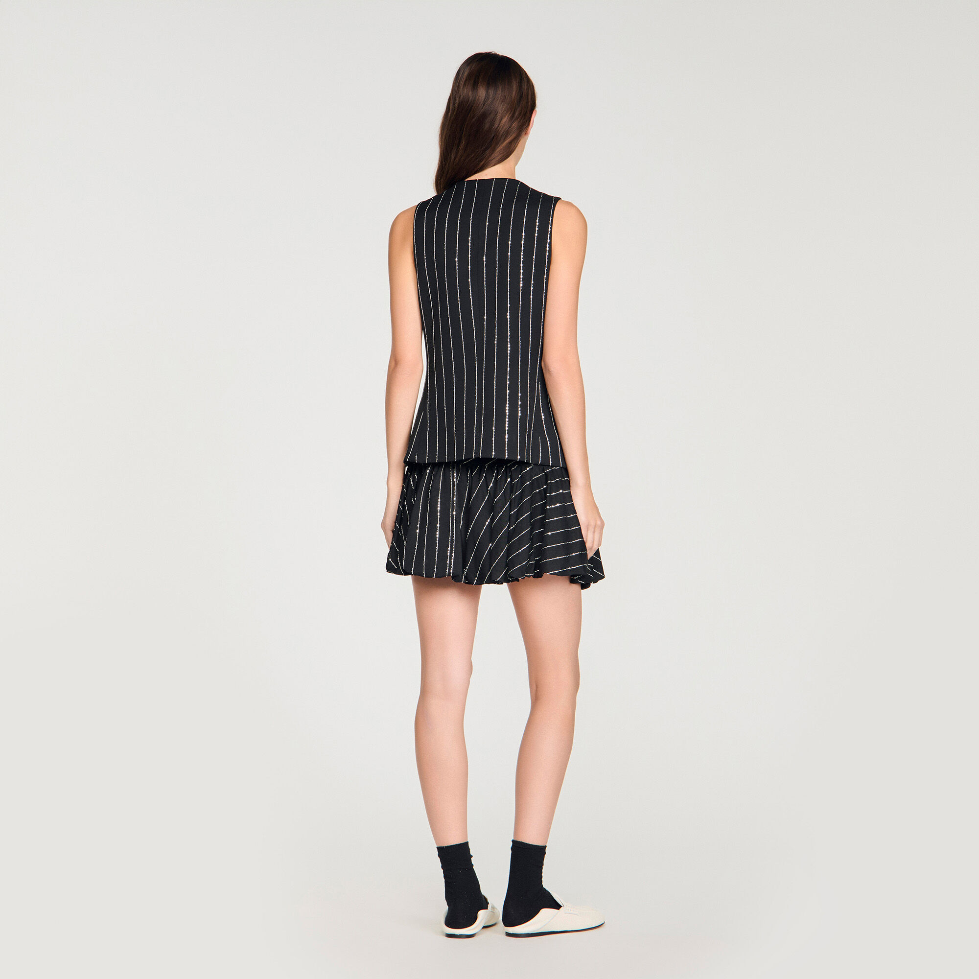 Sequinned striped vest