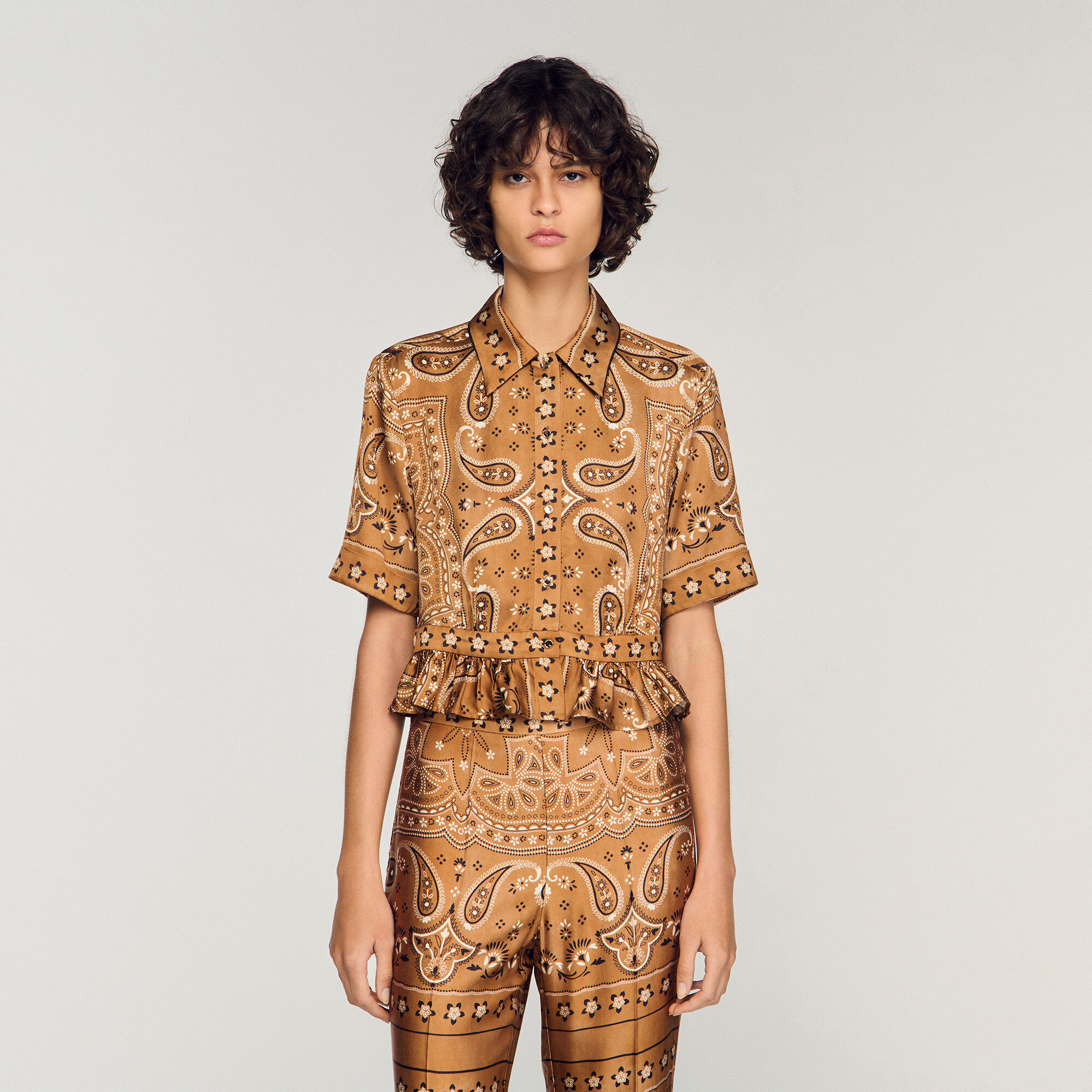 Bandana print cropped shirt