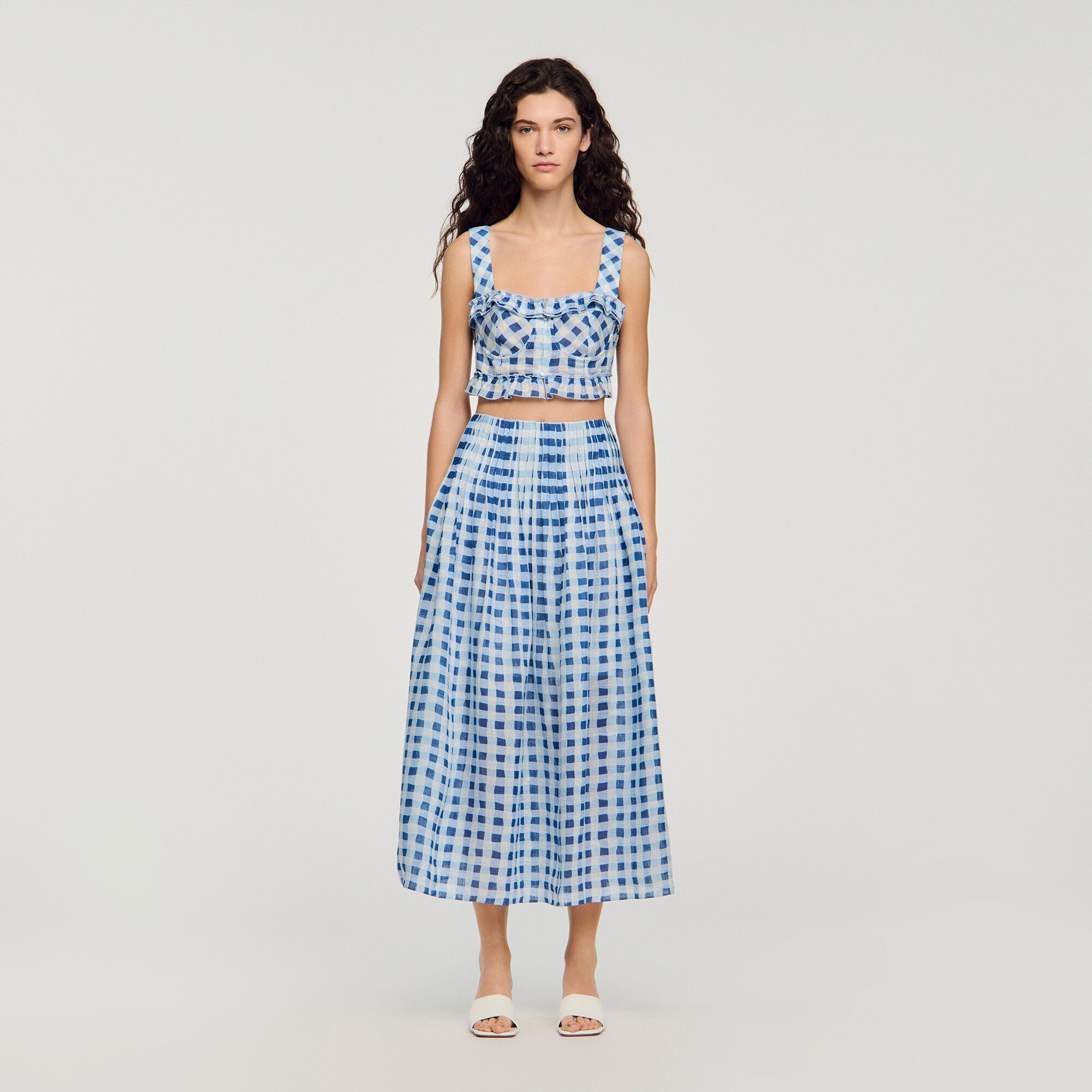 Maxi gingham linen skirt