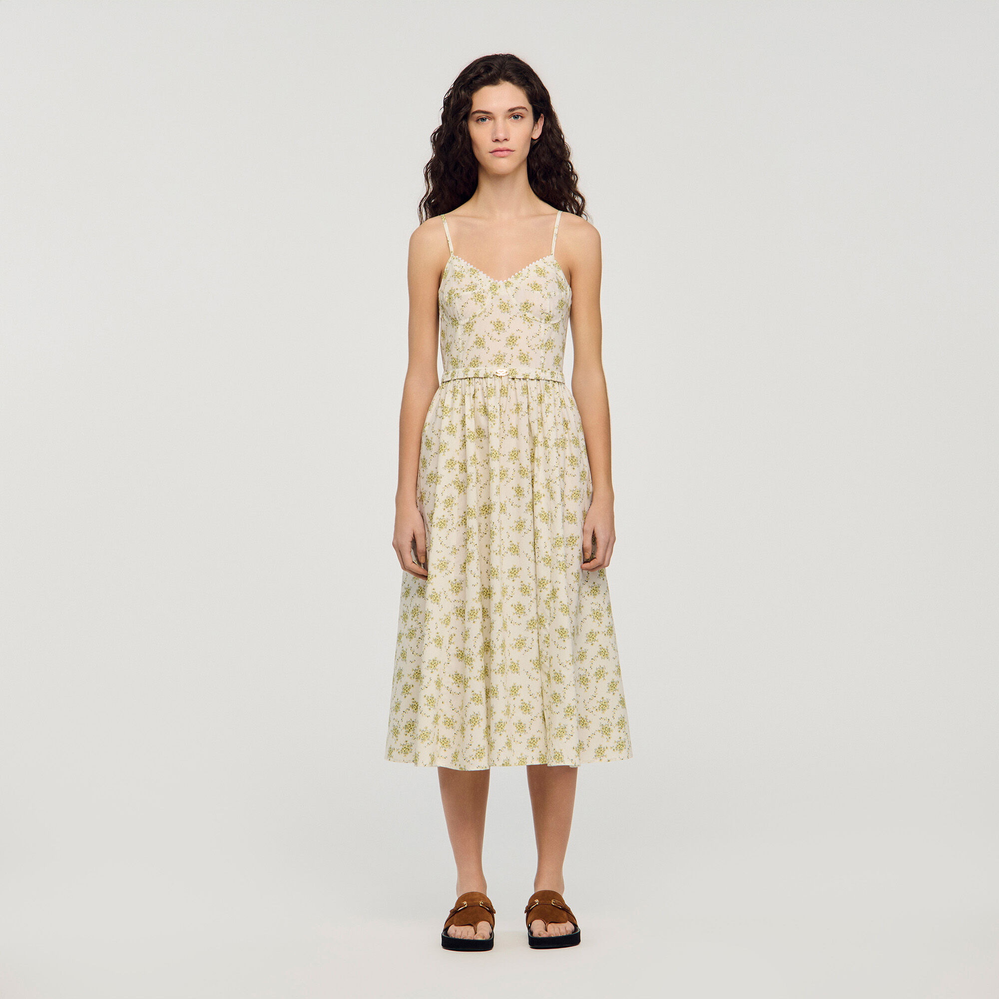 Floral midi dress with straps