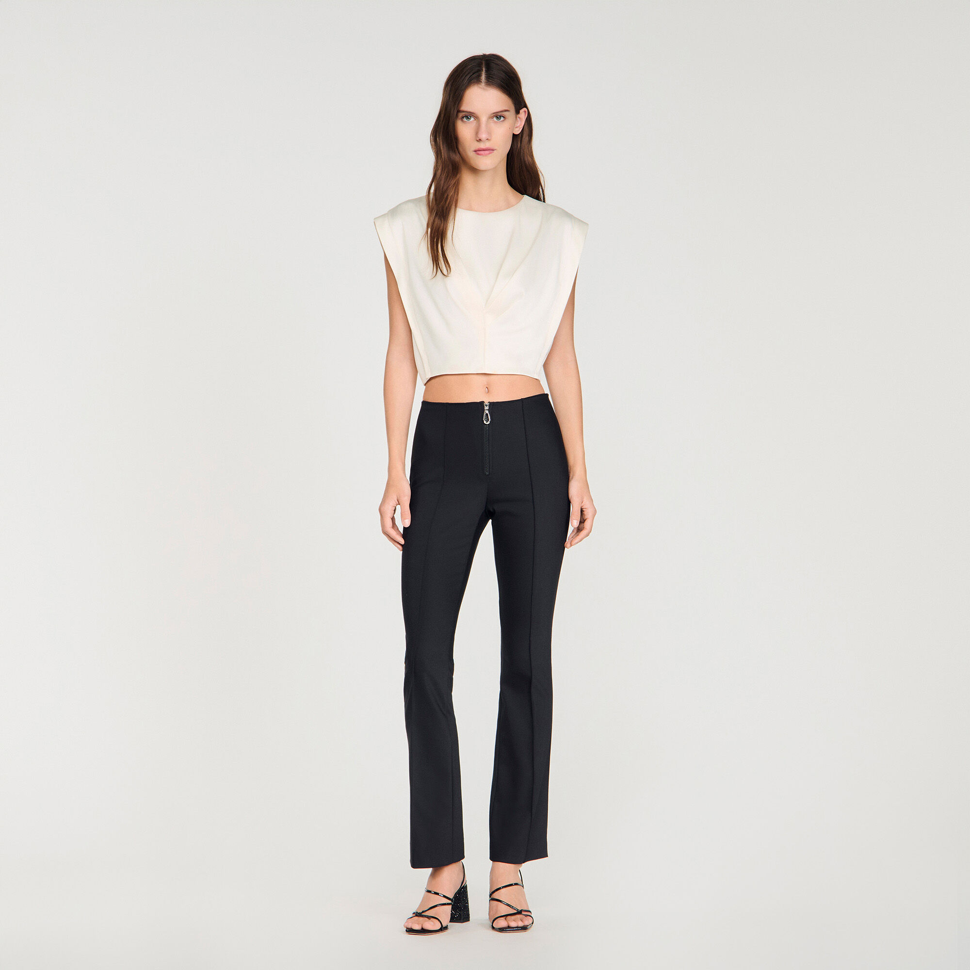 Pleat and zip trousers