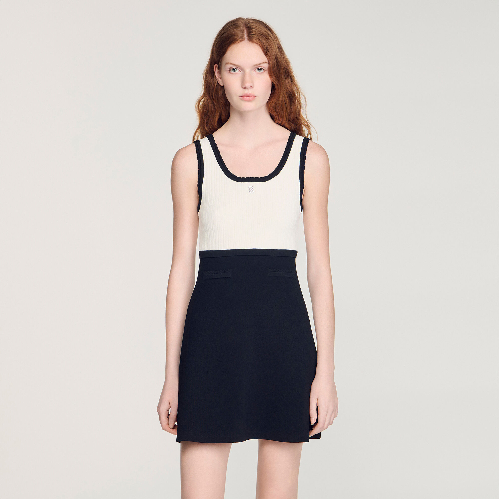 Two-tone knit mini dress