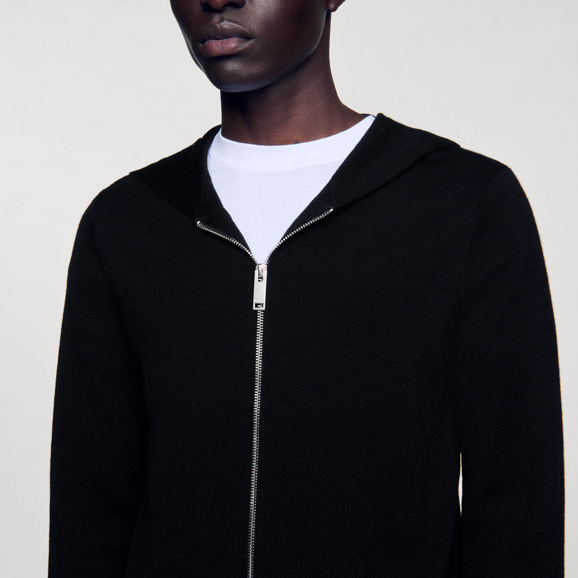 Zipped cardigan with hood