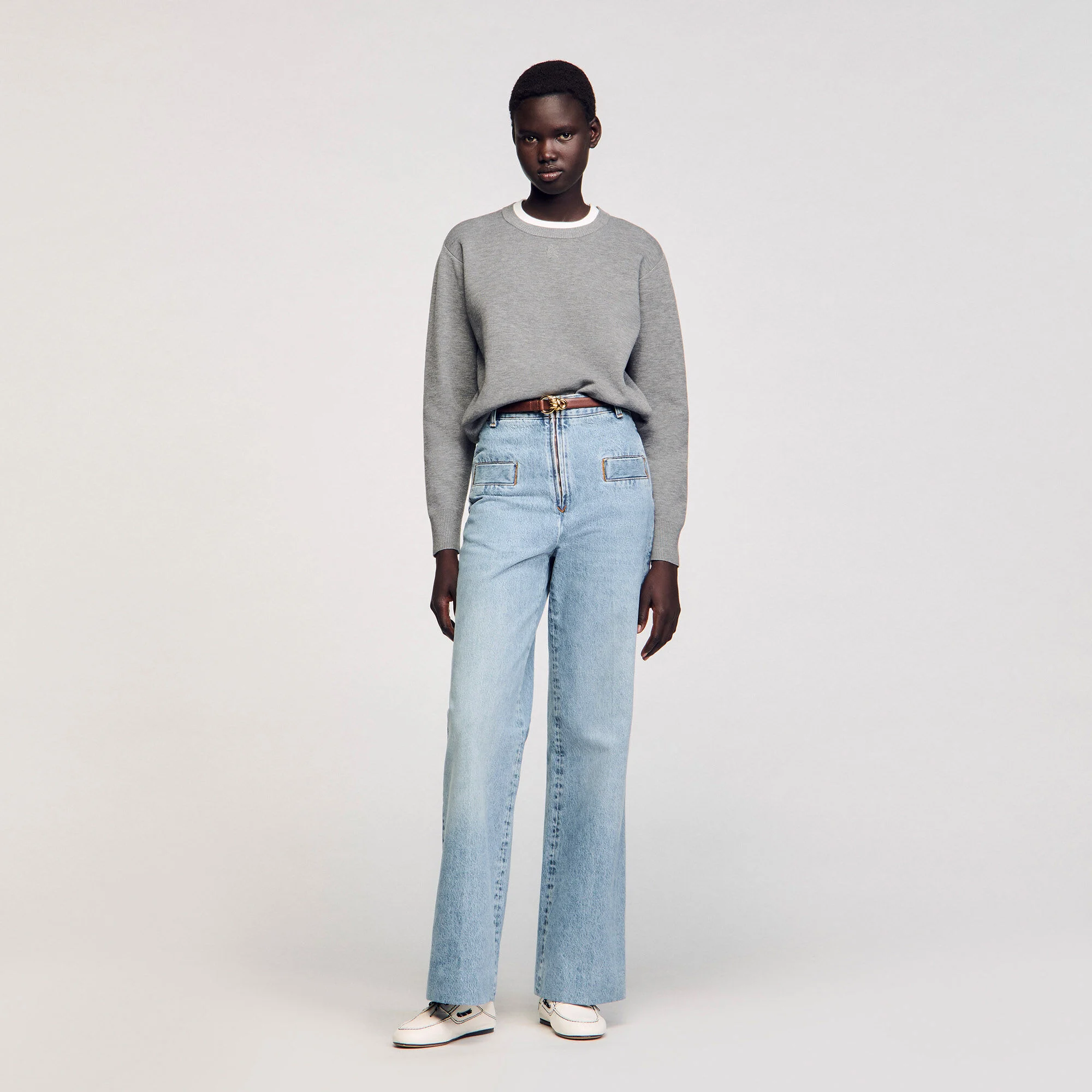 Contrast collar sweater