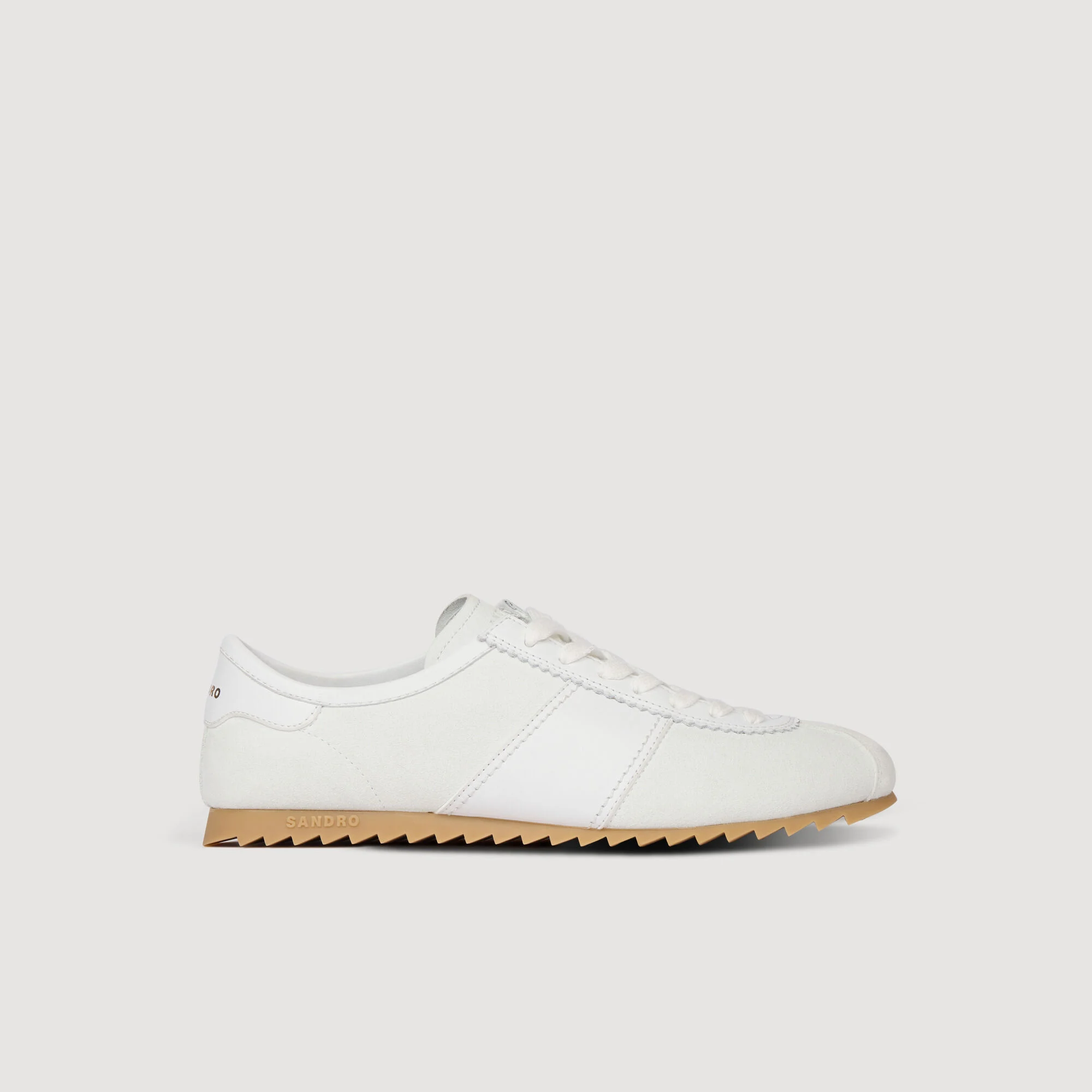 Leather and suede low-top sneakers