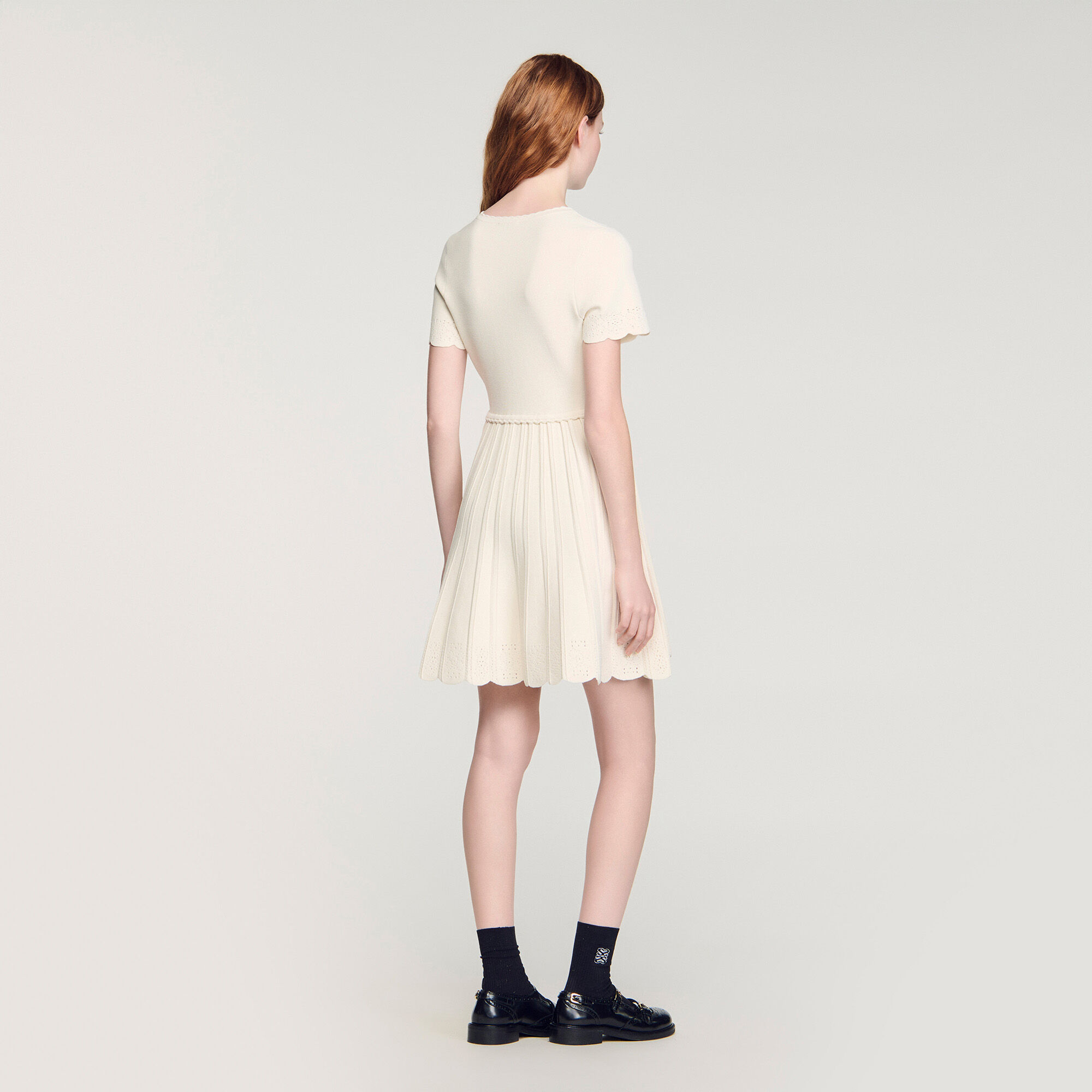 Pointelle knit mini dress