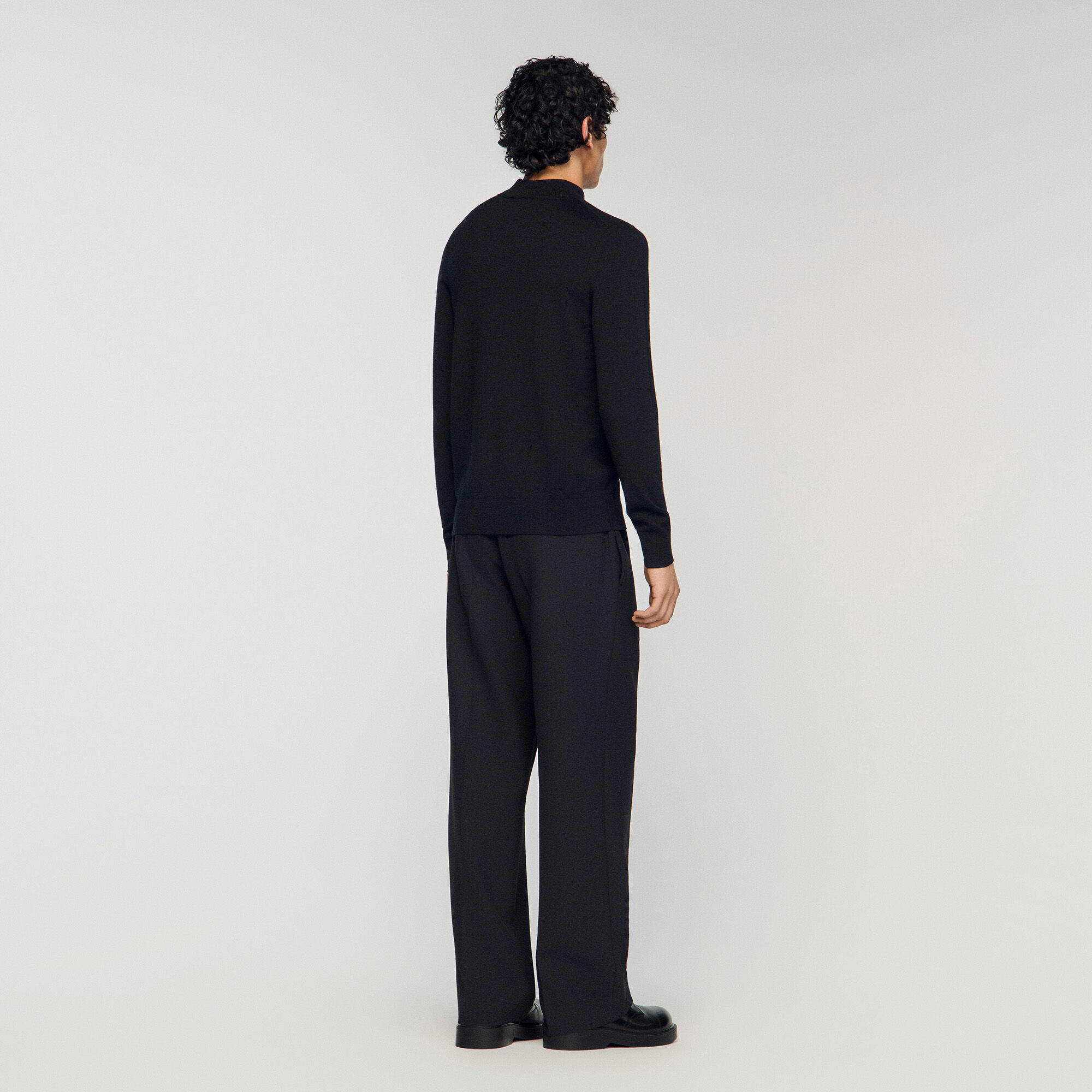Wool sweater with high neck