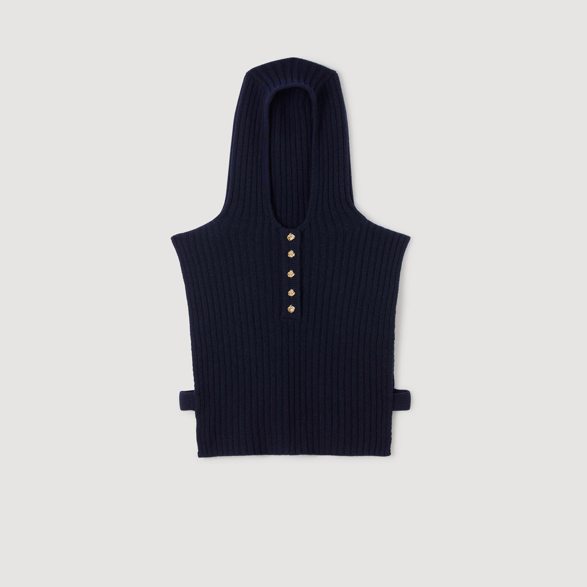 Wool hooded knit collar